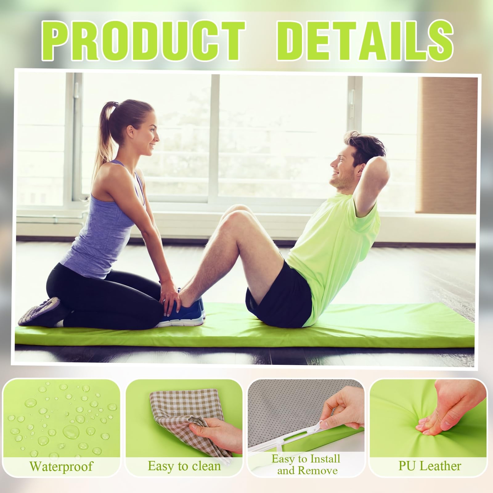 2 Inch 72″x24″ Thick Foldable Yoga Mat with Carry Strap, Non-slip Portable Fo…