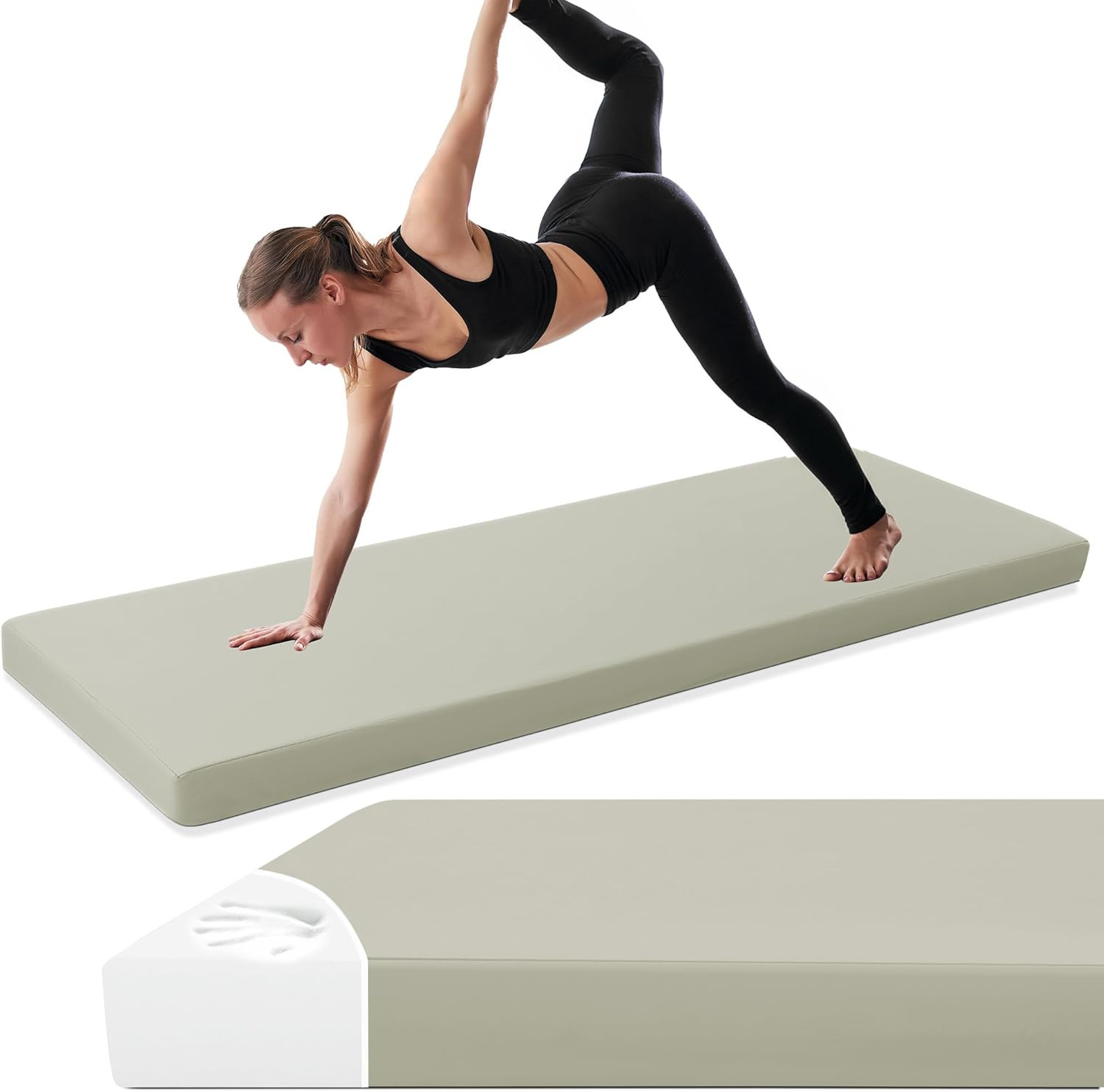 MABOZOO 3-Inch Thick Yoga Mat, 68″X24″ Extra Thick PU Leather Exercise Mat, High