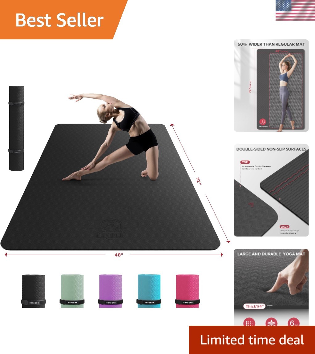 6mm Thick Yoga Mat 72×48 – Durable, Non-Slip, Perfect for Pilates & More
