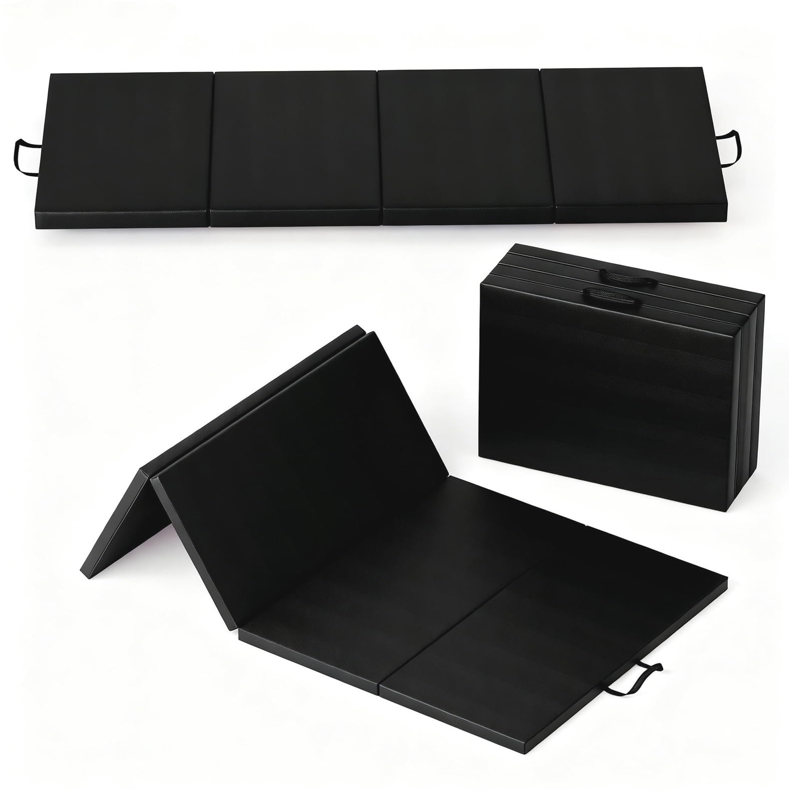6x2ft Folding Gymnastics Mat 4-Fold Thick Exercise Mat with Handles for Yoga Fit