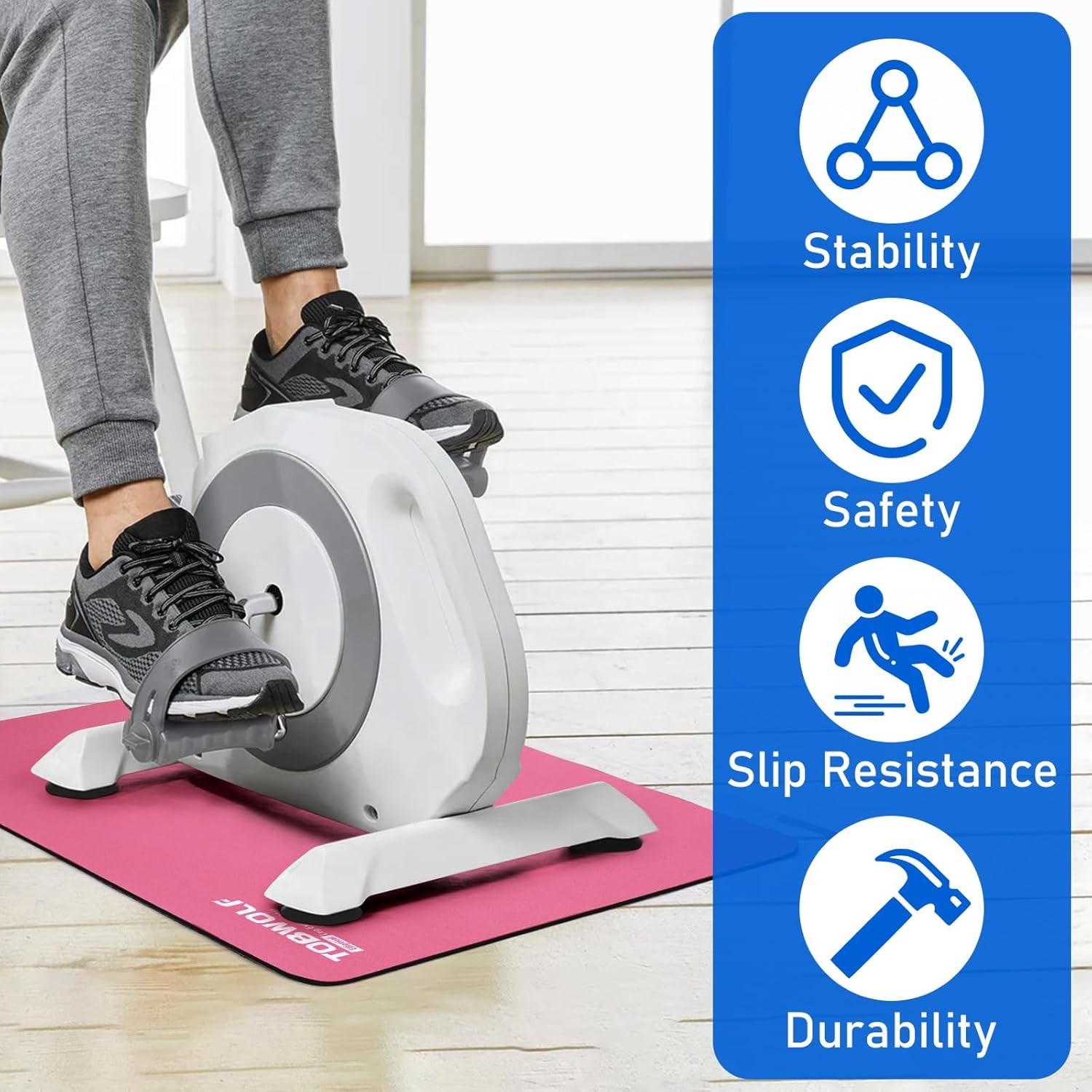 Stability-Enhancing Non-Slip Mat for Electric Seated Foot Pedal Exerciser, 23.6″