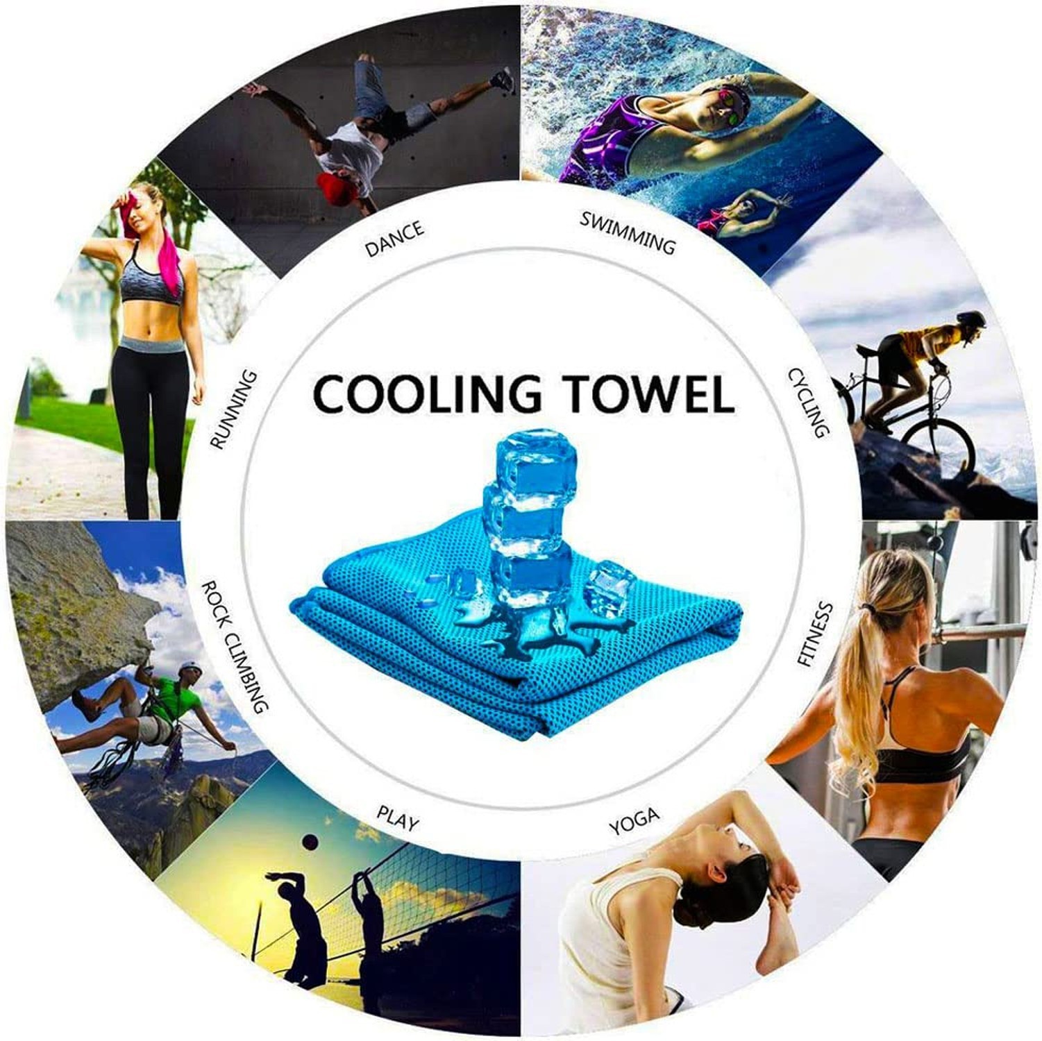 YQXCC Cooling Towels 4 Pack (40″x12″) Cool for Neck, Microfiber Soft Breathab…