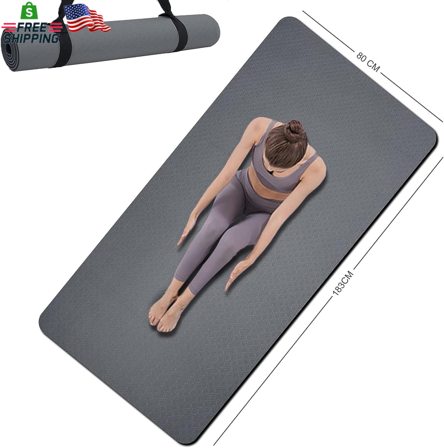 Yoga Mat Double-Sided Non Slip, 72” X 32” X 7Mm – Extra Wide & Thick Yoga Mat