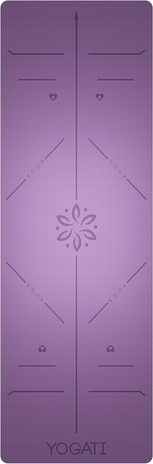 Versatile Yoga Mat with Alignment Lines – Non-Toxic Non-Slip Mats in Purple