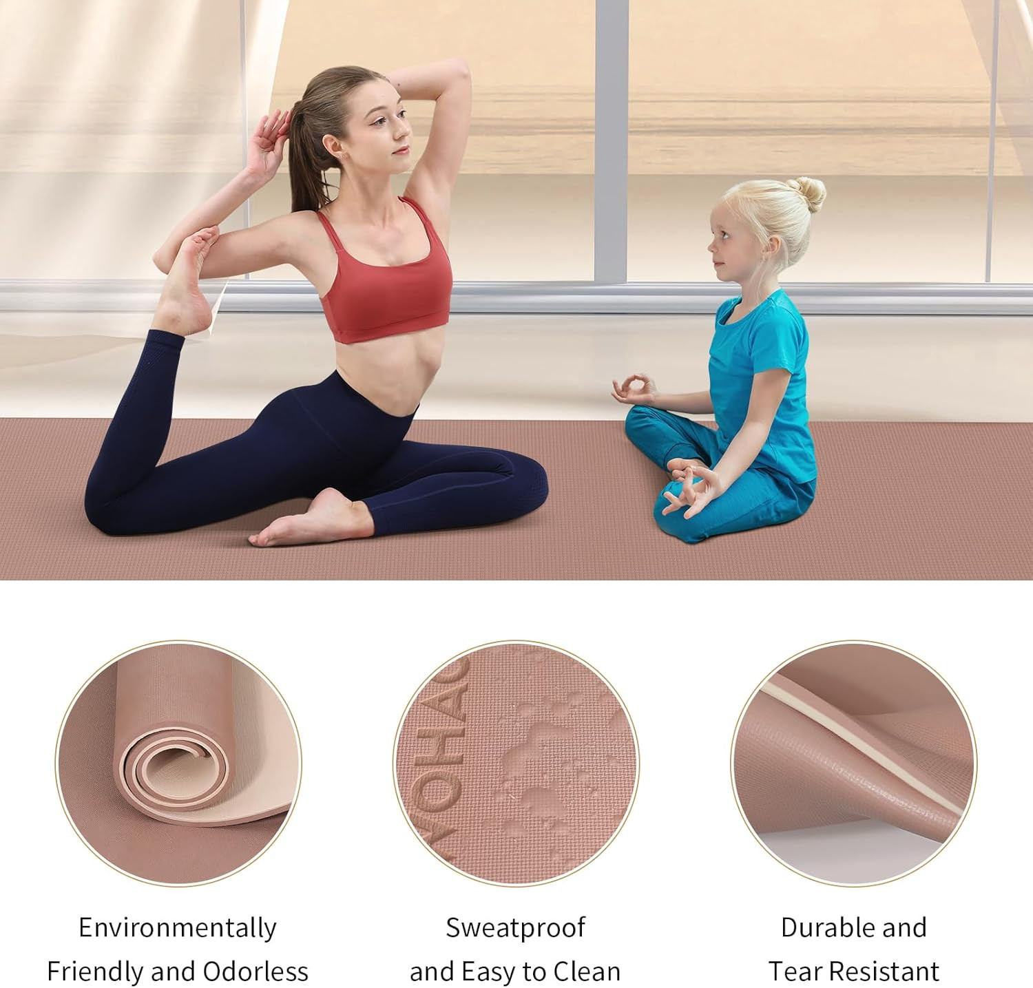 Extra Thick 8Mm Yoga Mat, 72″X28″ Non Slip Exercise Mat, Reversible 2-Sided Dual