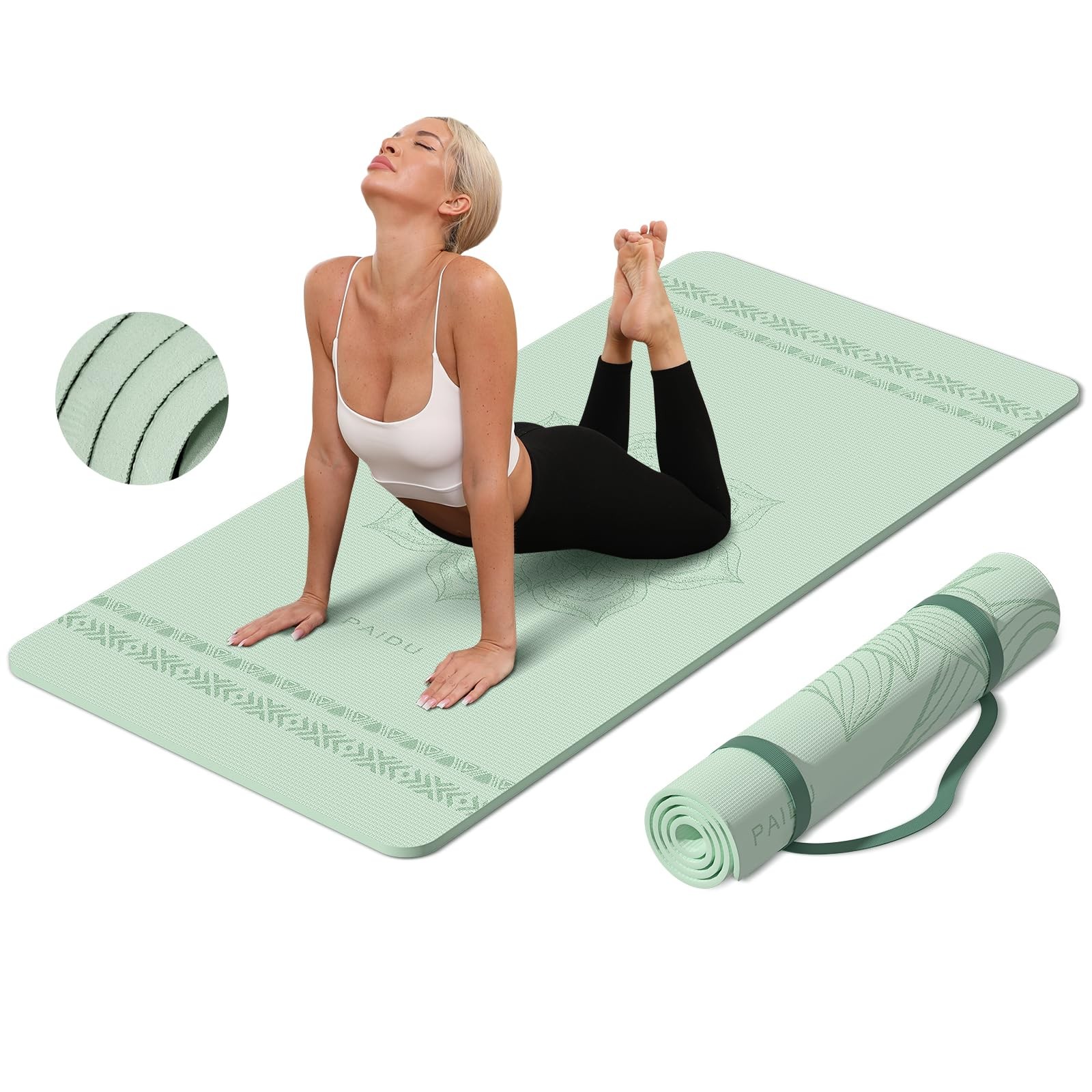 Large Yoga Mat-72’x36’x0.4’ Extra Width ＆ Thick,Comfortable,Non-Slip Exercise…