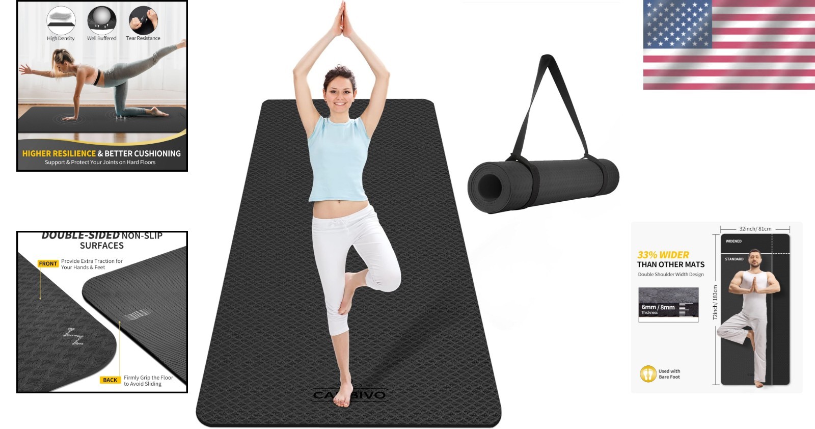 Extra Wide 72″ x 32″ TPE Yoga Mat – Non-Slip, Cushioned for Ultimate Comfort