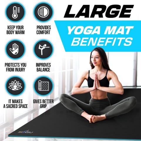 Large Yoga Mat – 7′ x 5′ x 9mm Extra Thick Yoga Mat for Men and Women – Non-S…