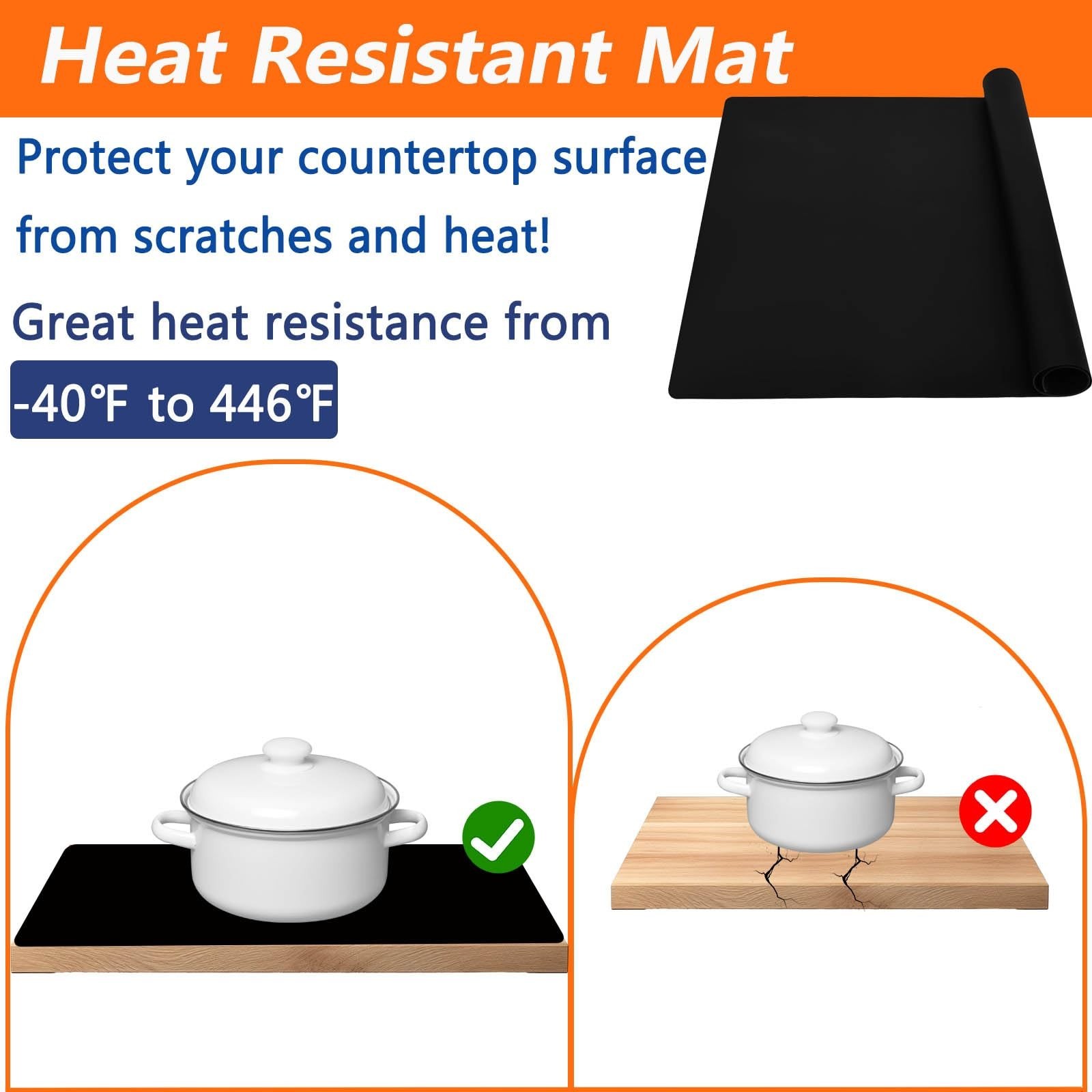 2 Pack Large Silicone Mats for Kitchen Counter, 36”x24”(90cmx60cm) Heat Res…
