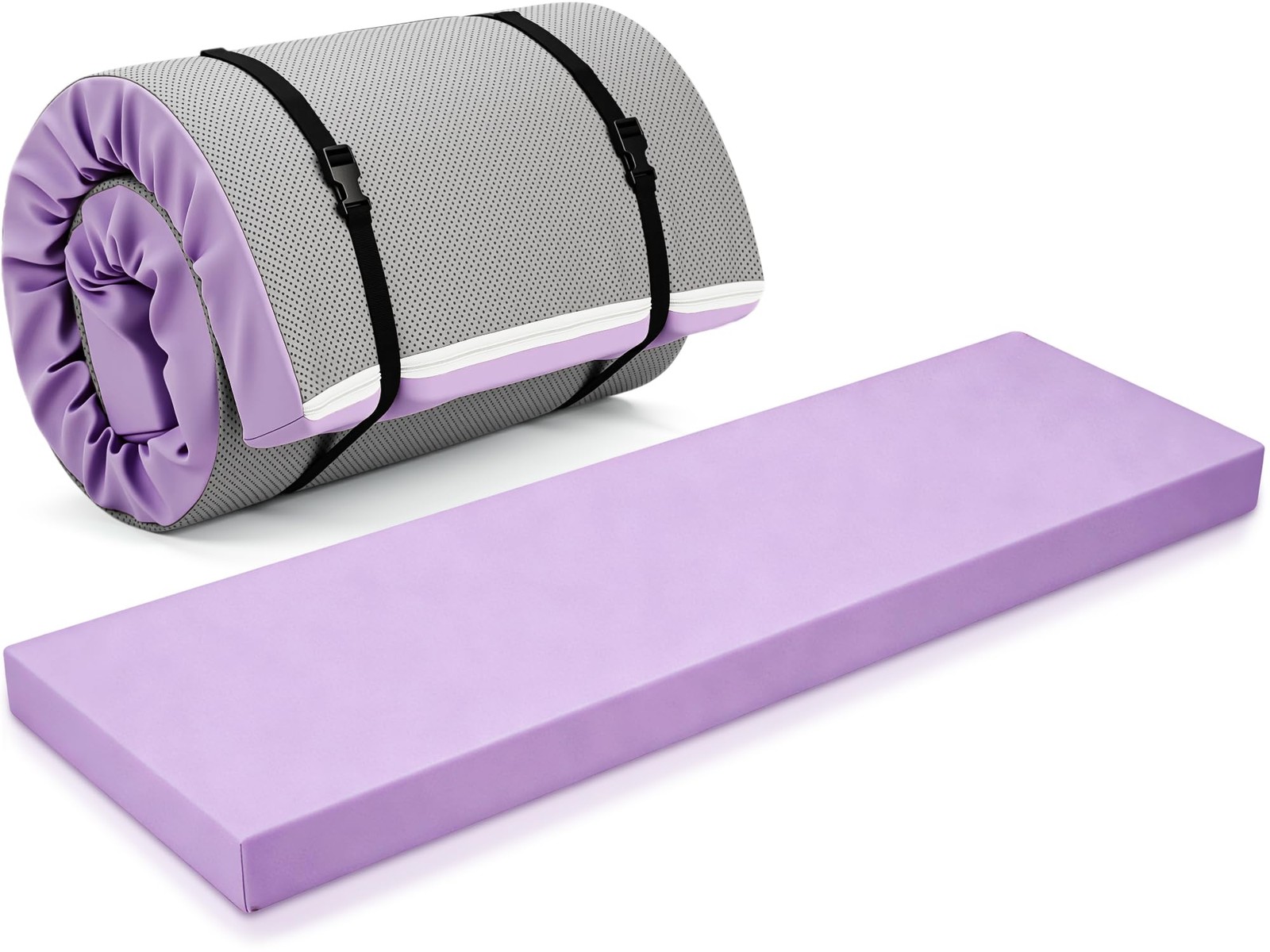 3 Inch 72″x 24″ Thick Foldable Yoga Mat with Carry Strap, Non-slip Portable F…