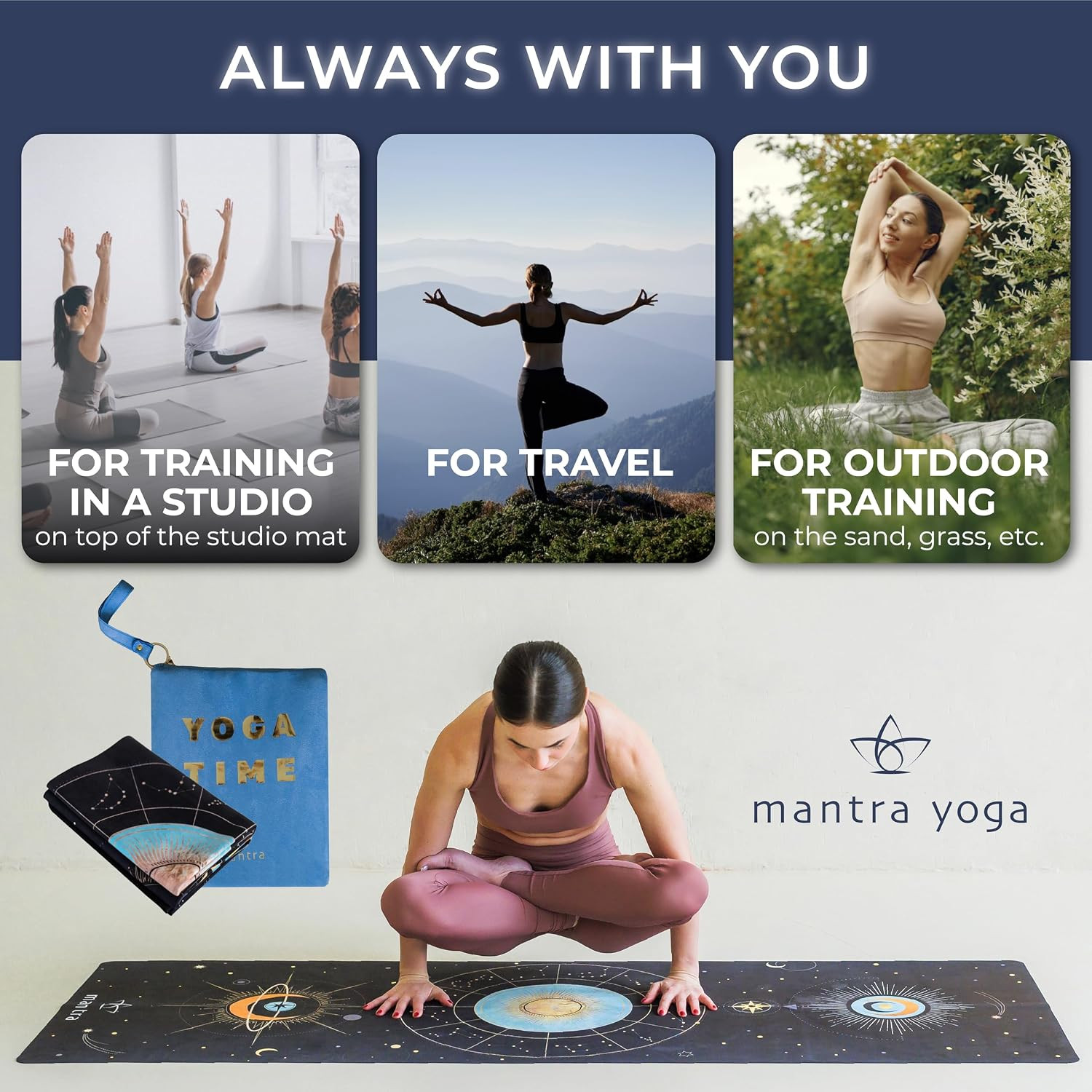 Travel PRO 1.5Mm with Knee Pad – Foldable Fitness & Exercise Mat with Bag | Ligh