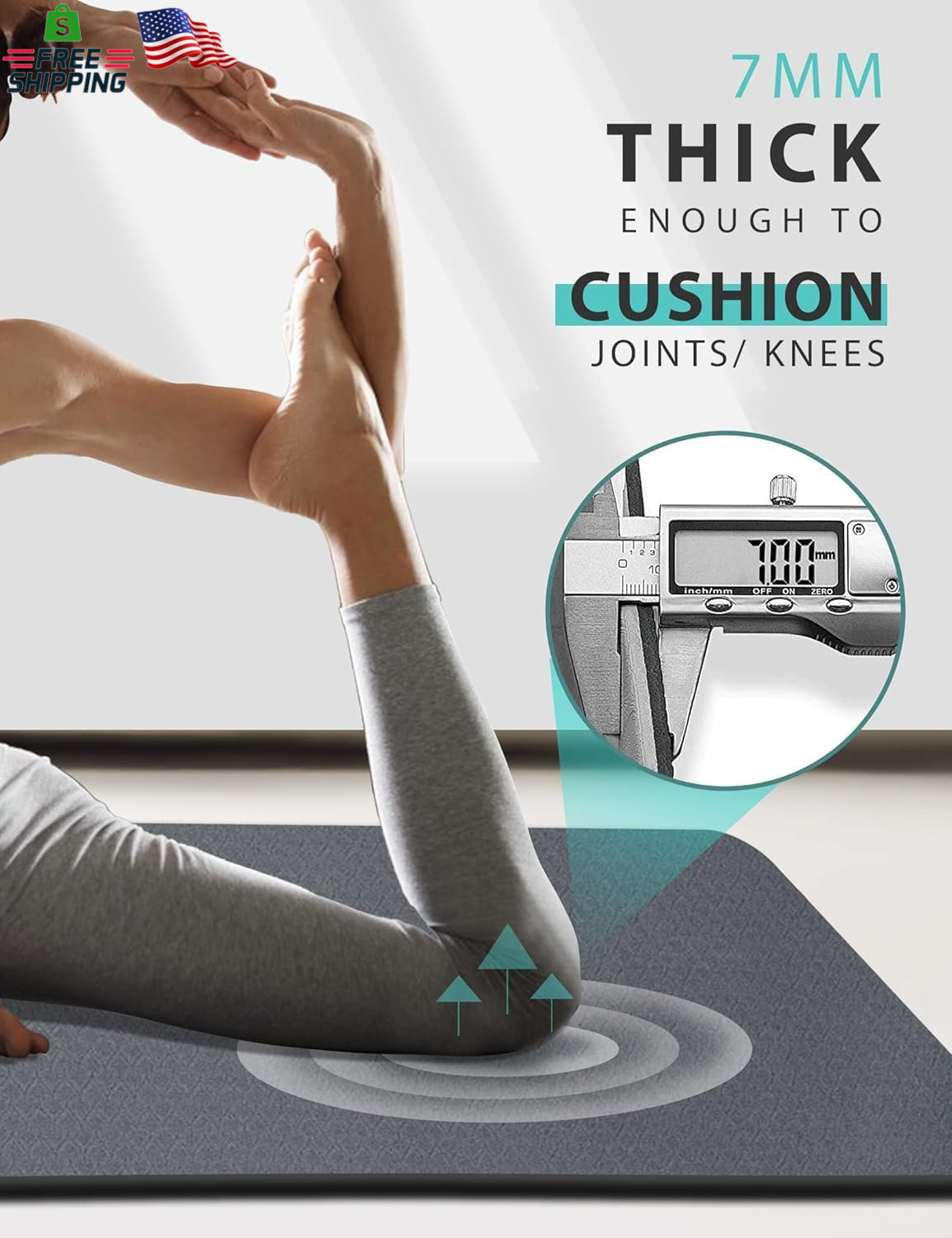 Yoga Mat Double-Sided Non Slip, 72” X 32” X 7Mm – Extra Wide & Thick Yoga Mat