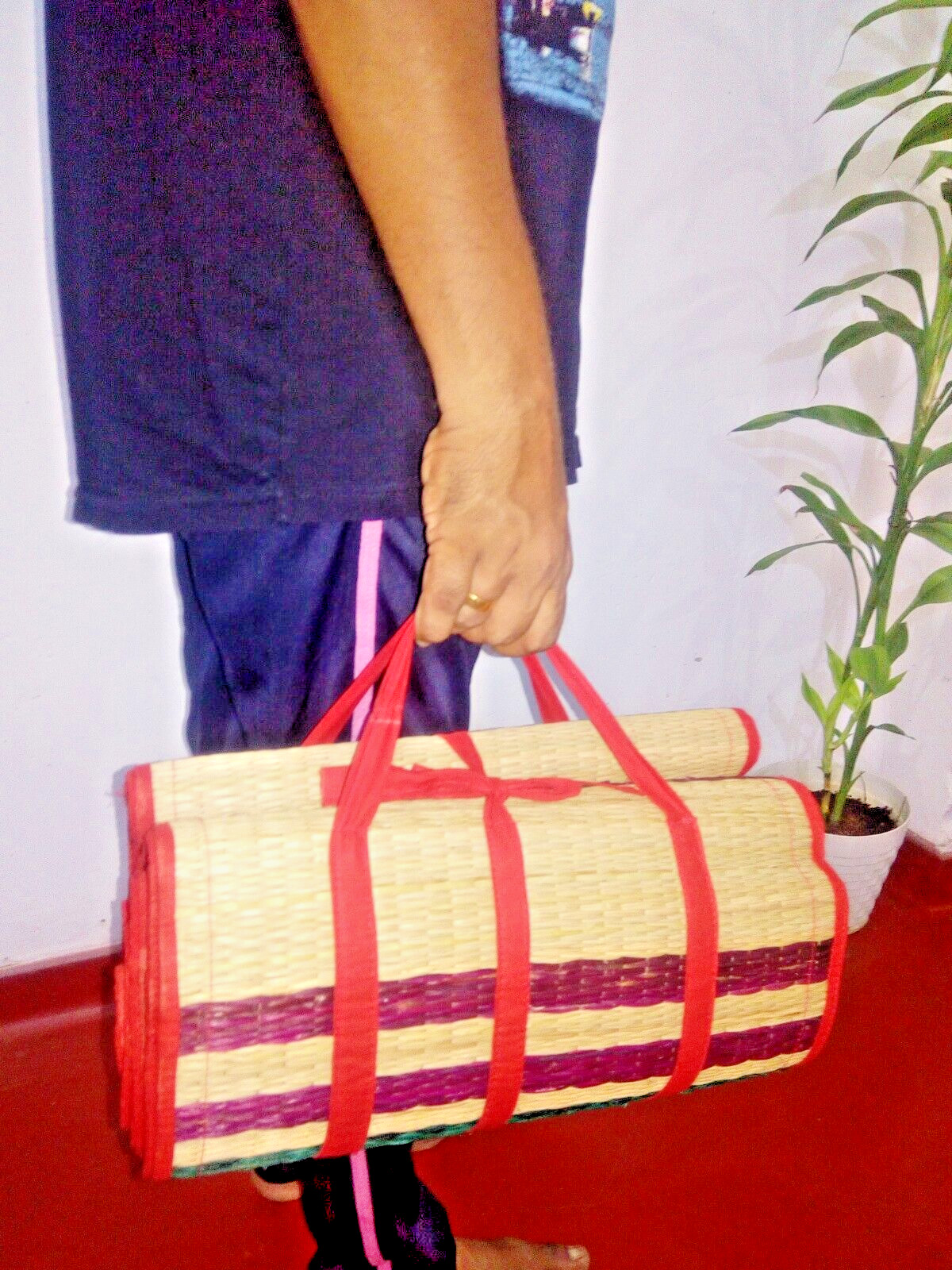 Yoga Mat Fitness Gym Exercise Reed Mat Eco Friendly Hand Woven “Pan Padura”.