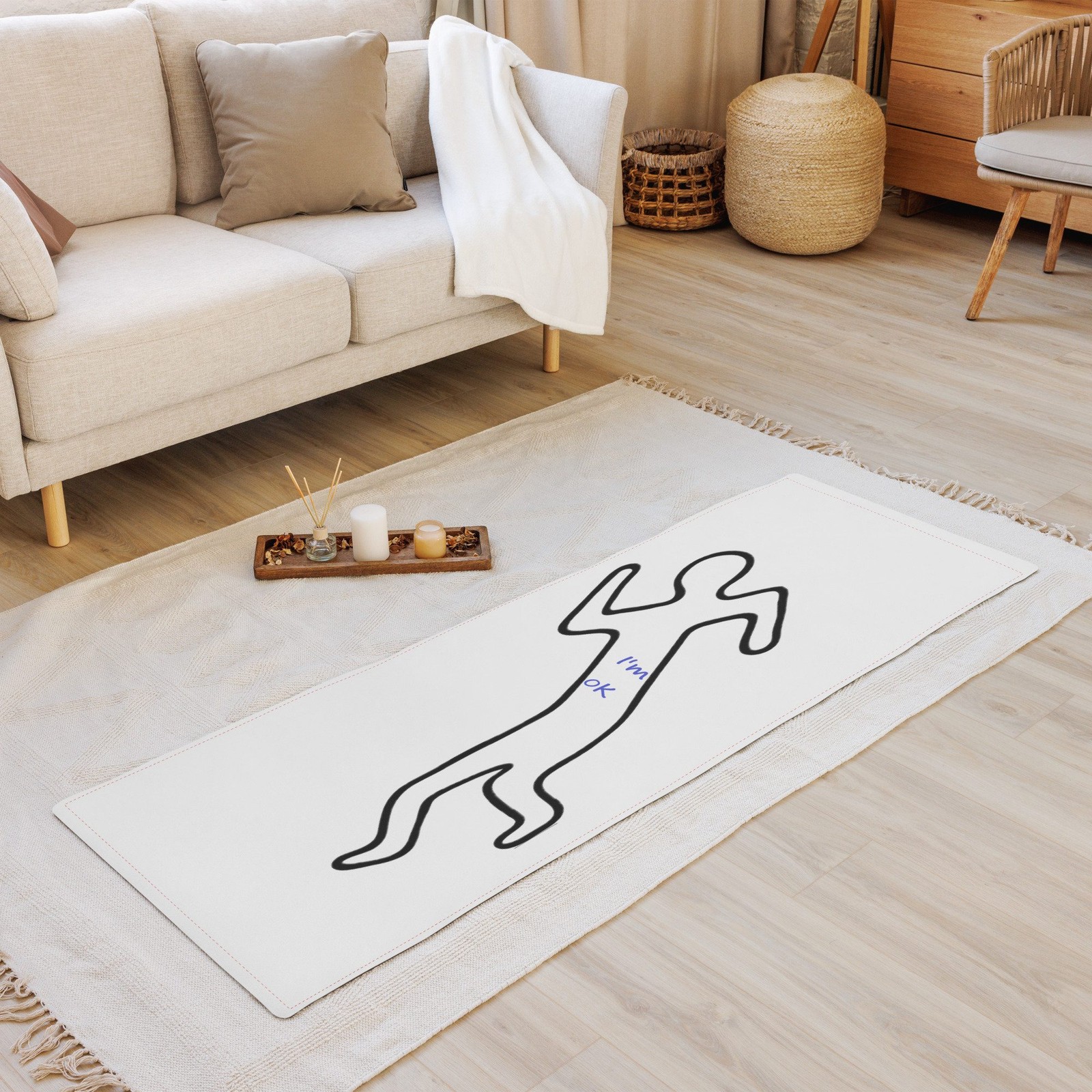 I’m OK, Humorous Funny Chalk Outline Yoga Workout mat