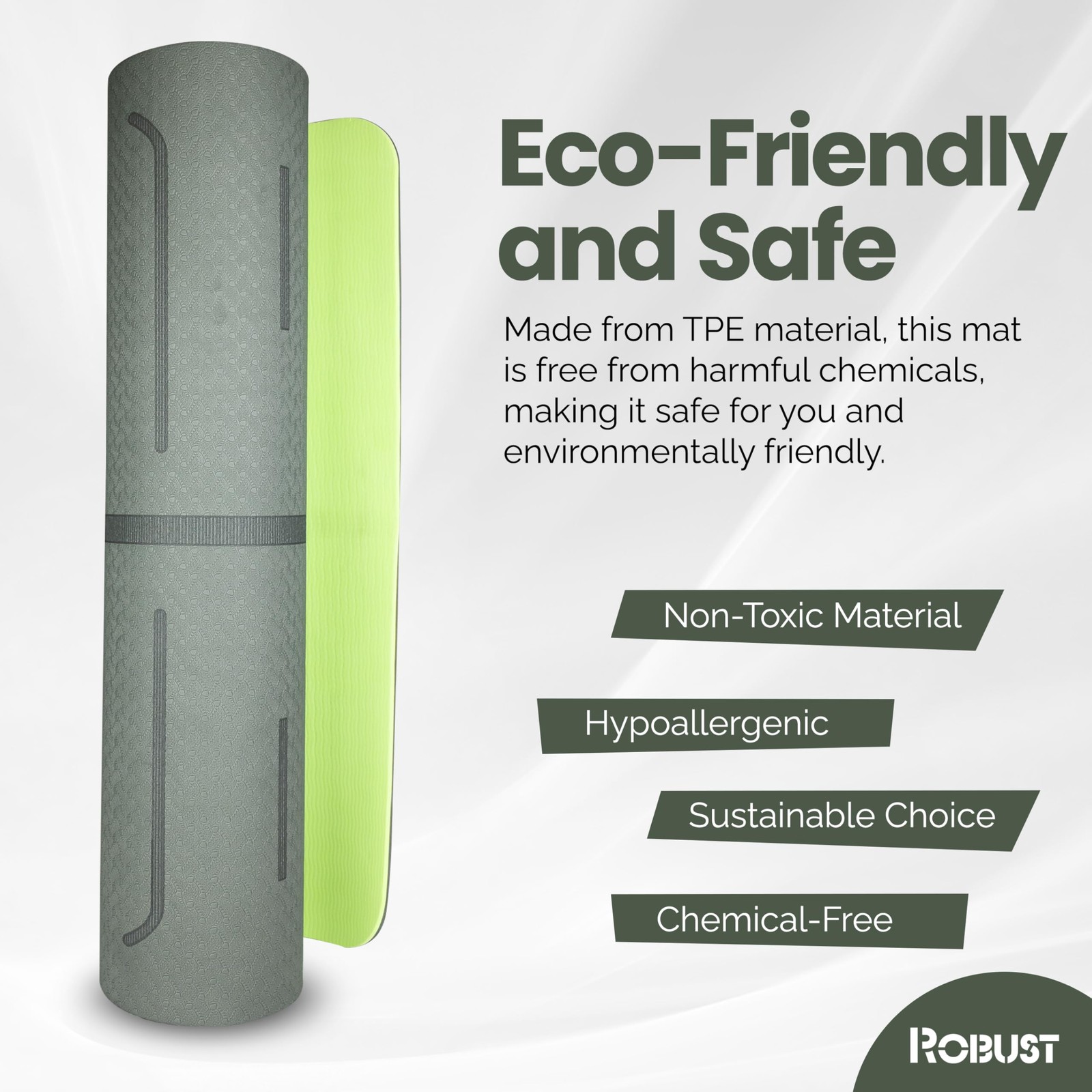 Robust Non-Slip Yoga Mat with Strap, TPE Eco-Friendly Workout Mat for Yoga wi…