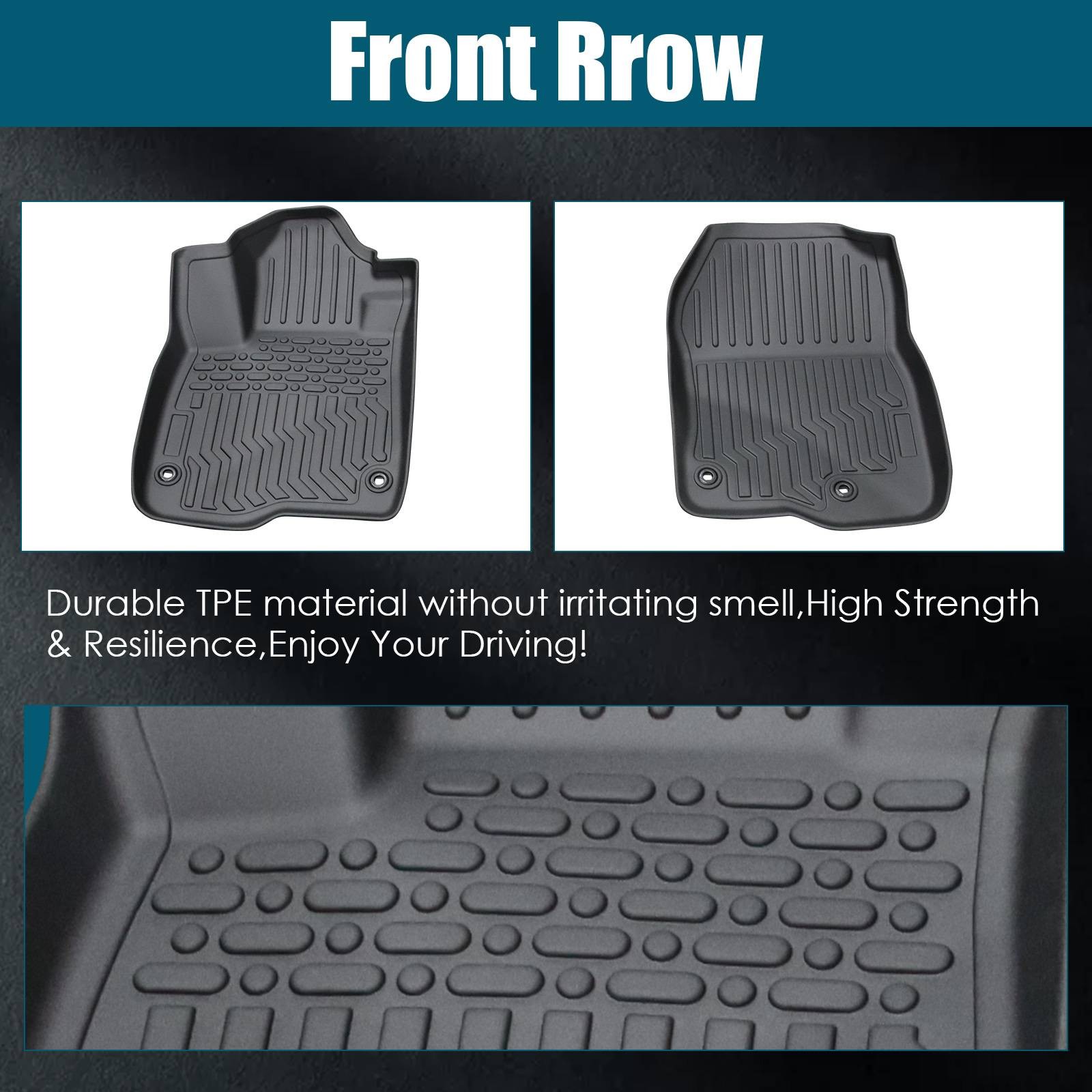 Car Floor Mats For 2023 CRV Hybrid Black All-Weather TPE Rubber Car Mats