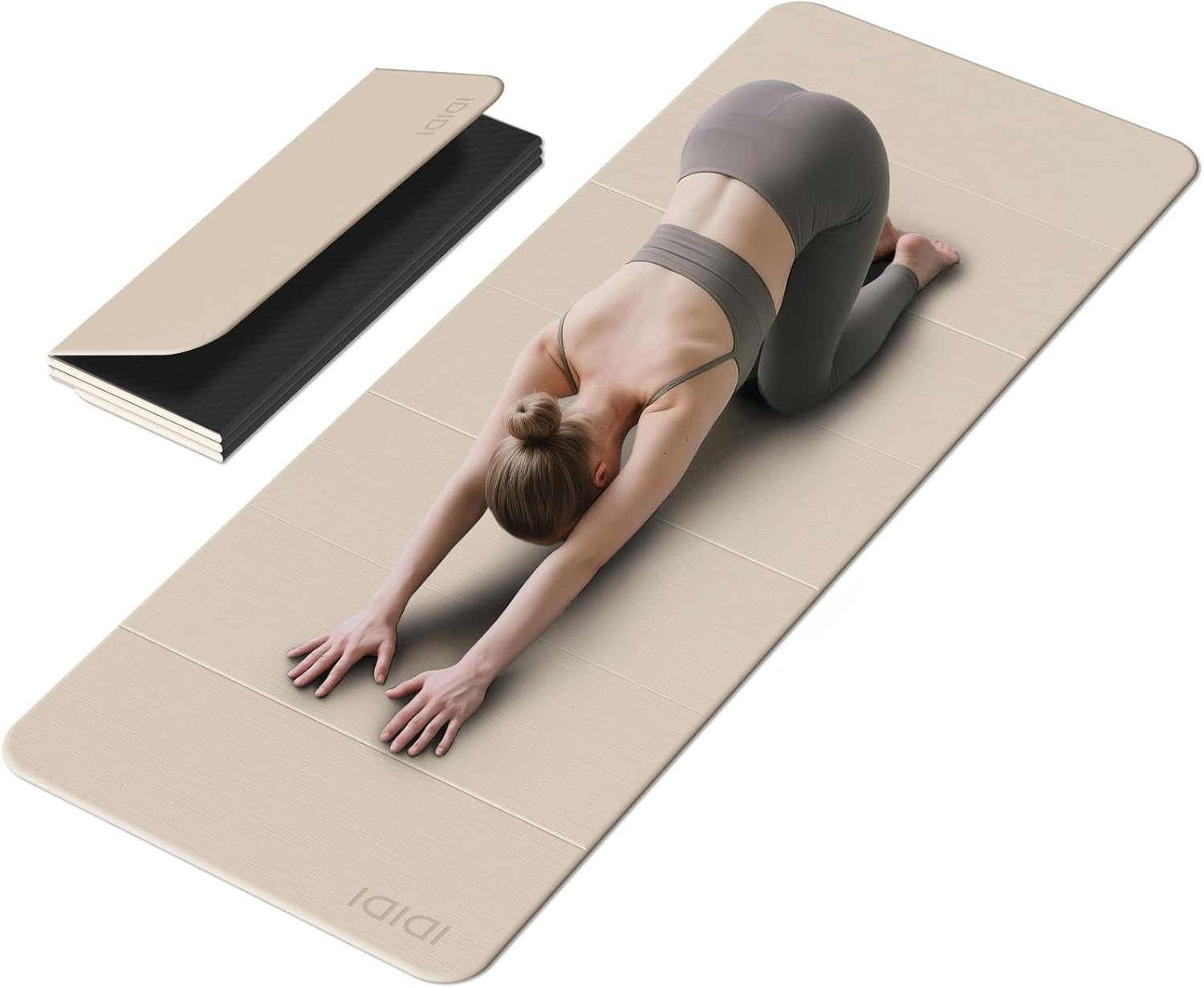 Foldable Extra Large Yoga Mat 74″×31.5″, 8Mm Double-Sided Non Slip Lightweight F