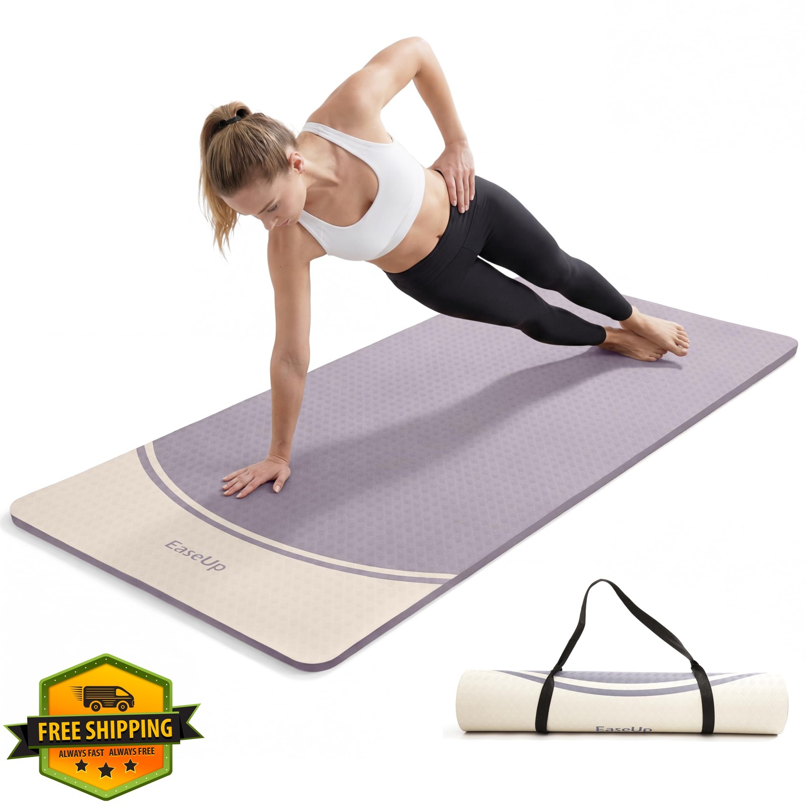 EASEUP Dusty Purple Yoga Mat 10MM Strap