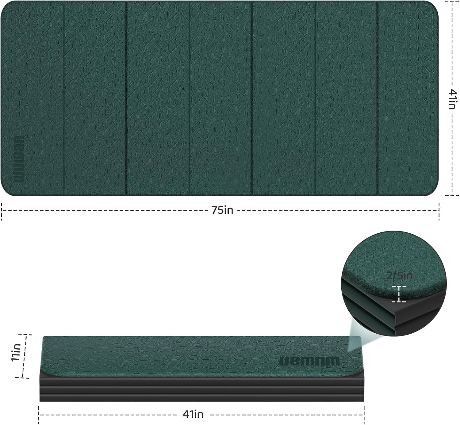 Extra Large 10mm Foldable Yoga Mat – Non-Slip TPE for Home & Travel (Blue)