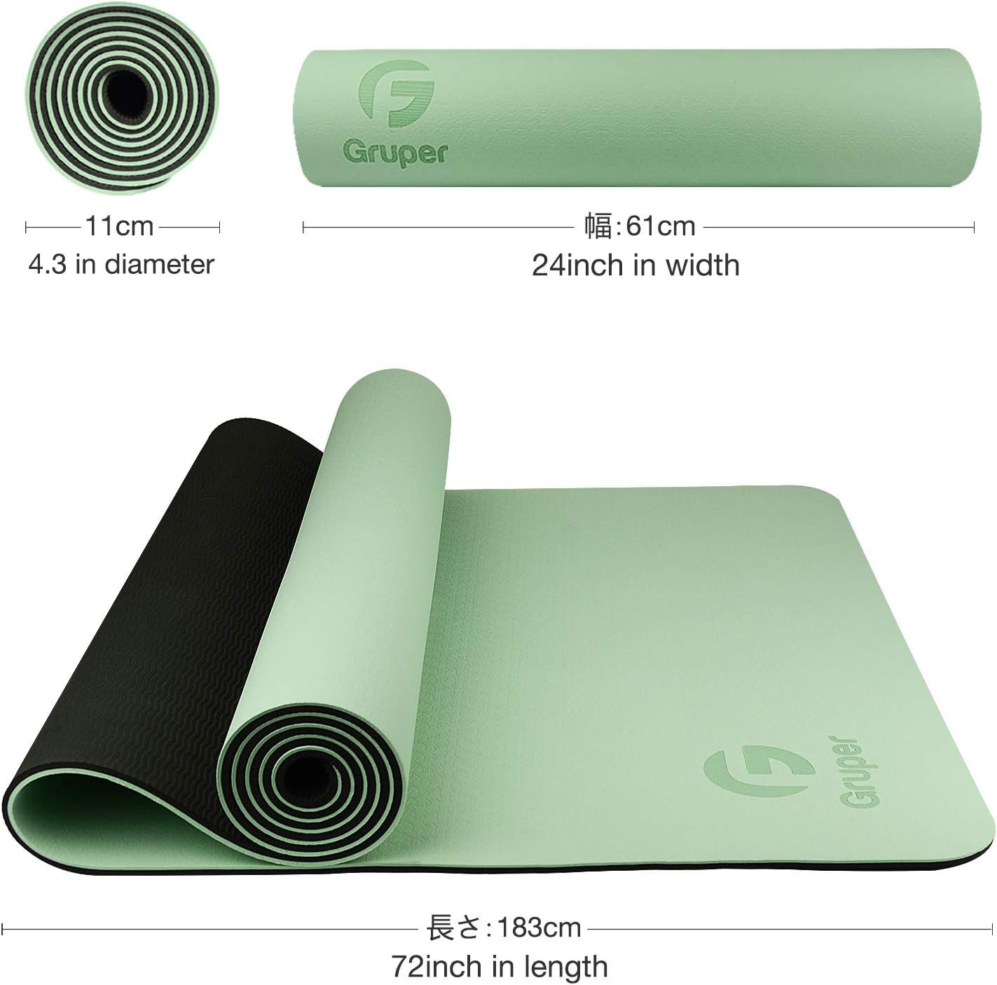Yoga Mat Non Slip, Eco Friendly Fitness Exercise Mat with Carrying Strap,Pro Yog