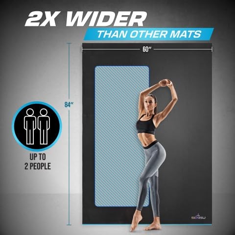 Large Yoga Mat – 7′ x 5′ x 9mm Extra Thick Yoga Mat for Men and Women – Non-S…