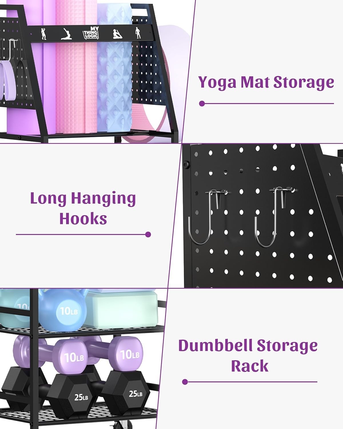 Yoga Mat Storage Racks,Home Gym Storage Rack Dumbbells Kettlebells Foam Roller