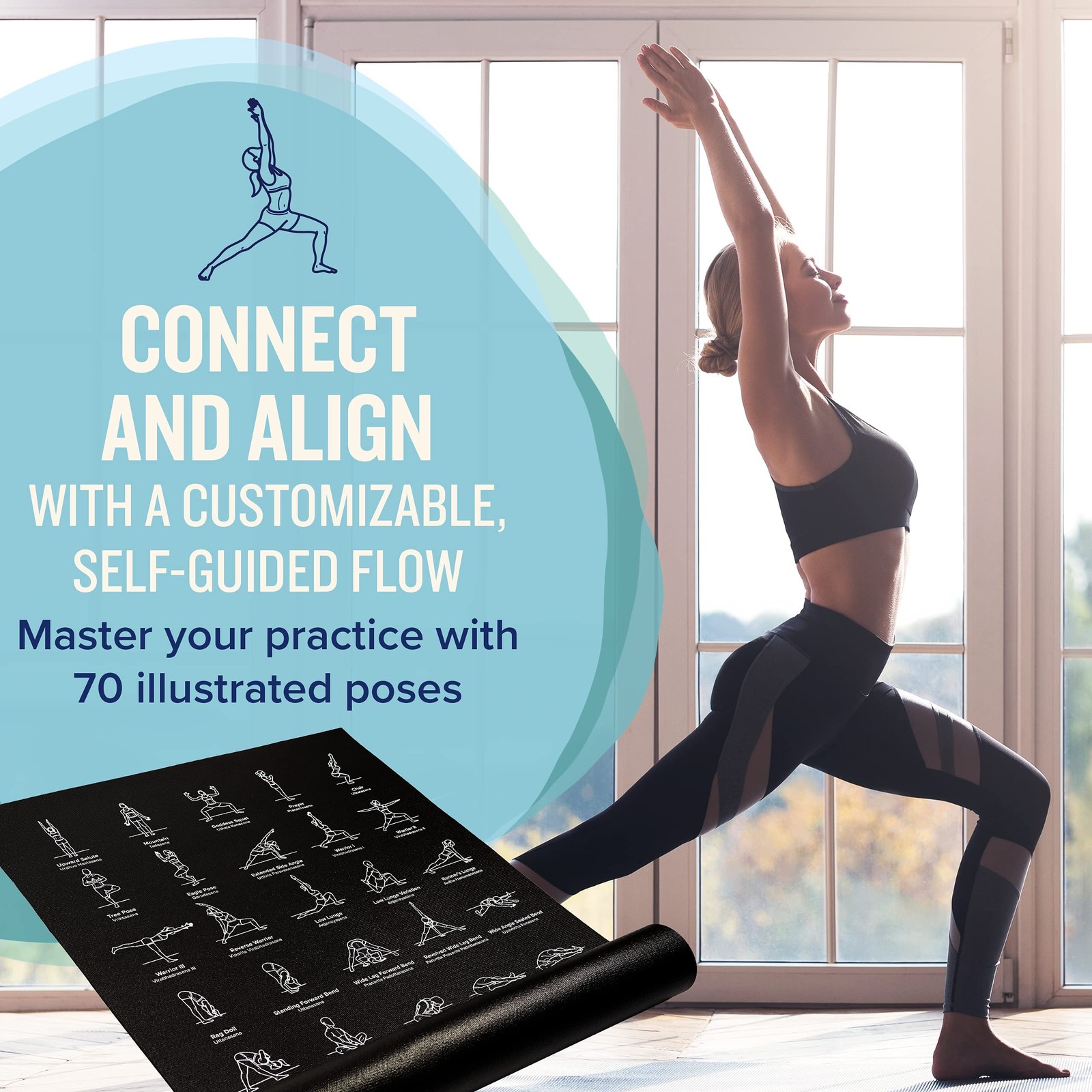 NewMe Fitness Yoga Mat for Women and Men – Large, 5mm 24″ x 68″ x 0.2″, Black