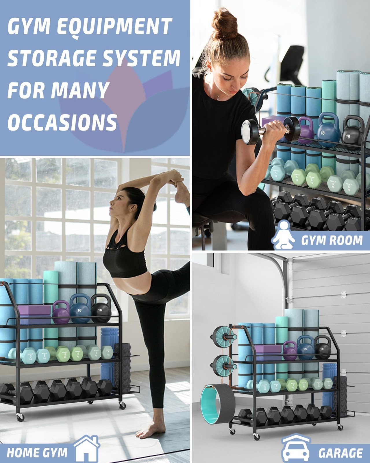 Yoga Mat Storage Rack, Home Gym Workout Accessories Organizer, Sporting Goods…