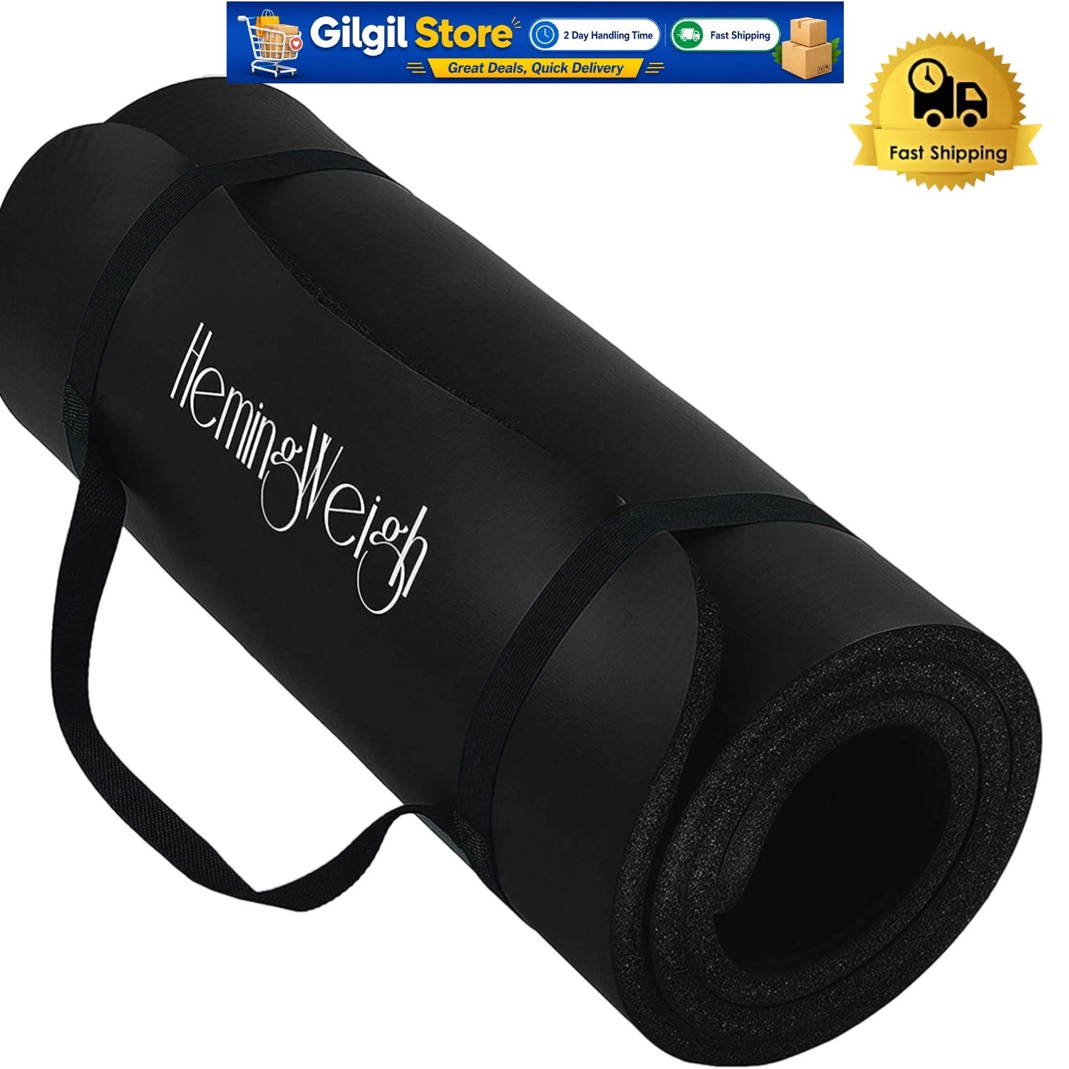 1″ Thick Non-Slip Yoga Mat – Moisture Resistant & Easy to Clean 70″L x 23″W