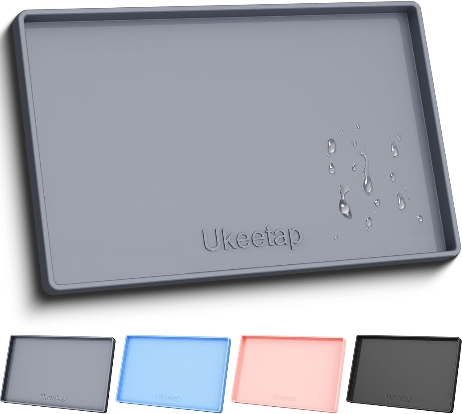 Extra Thick Silicone Mat Waterproof with Raised Edge 34″ X 22″, under Sink Mat f