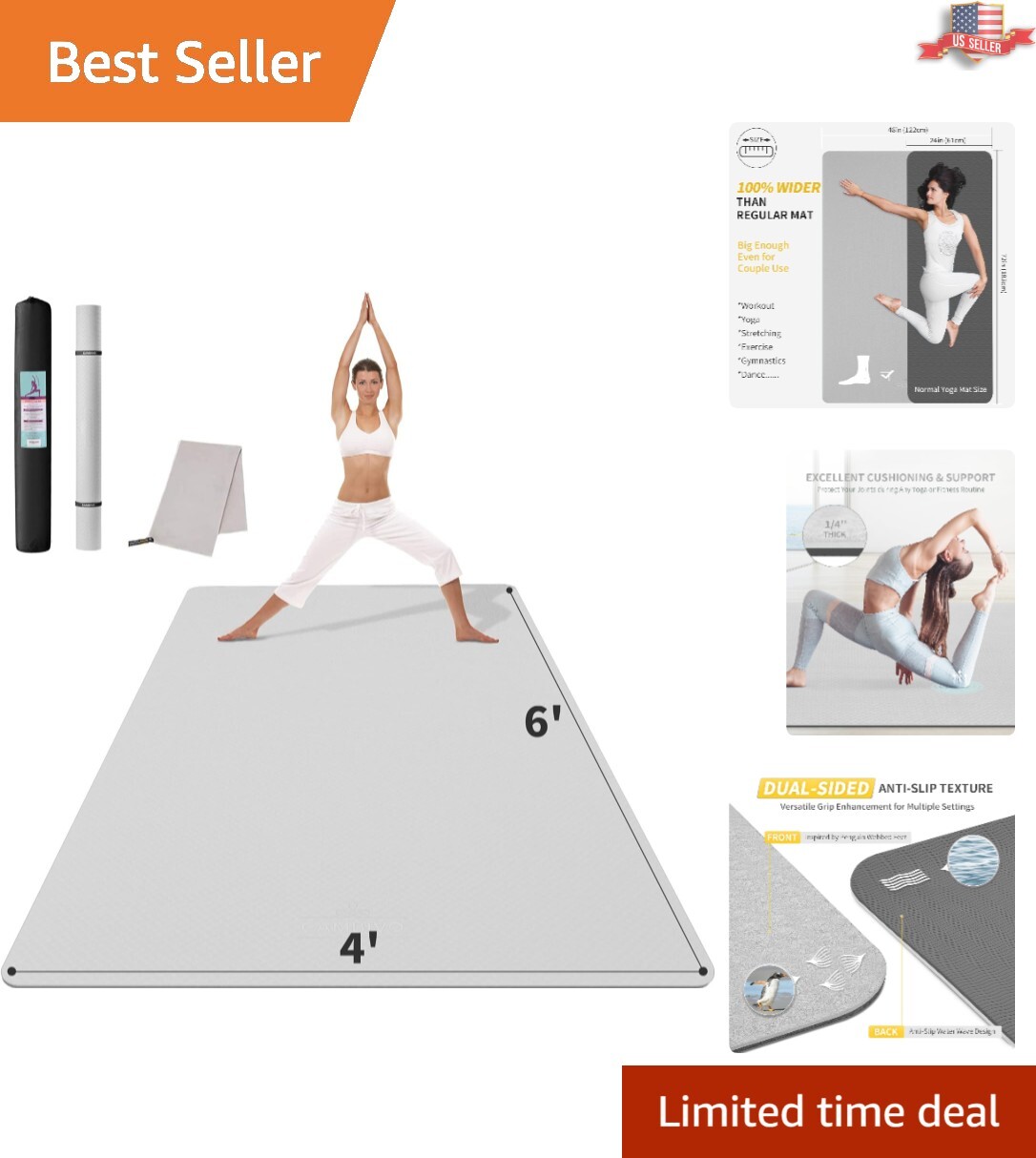Versatile Large Exercise Mat with Storage Straps – Perfect for Yoga Enthusiasts