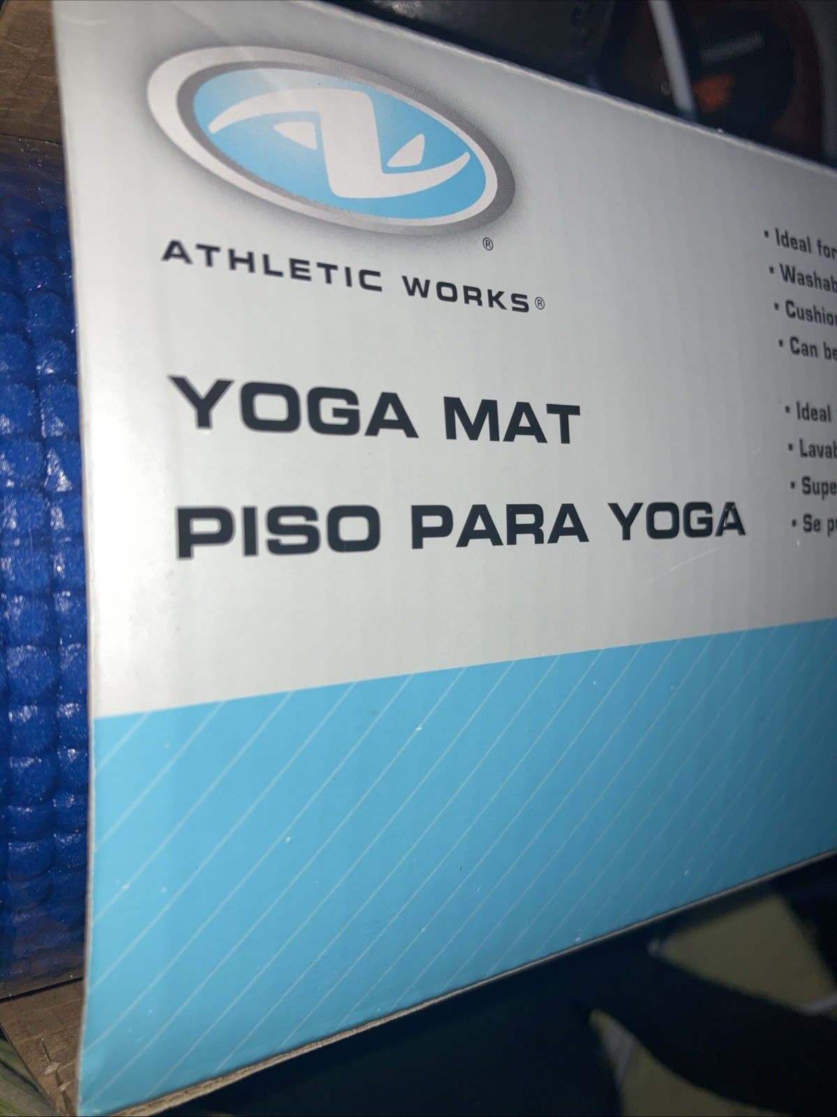 (2) Athletic Works PVC FOAM Yoga Mat, BLUE, 68inx24in, WASHABLE, Cushioned(NEW)