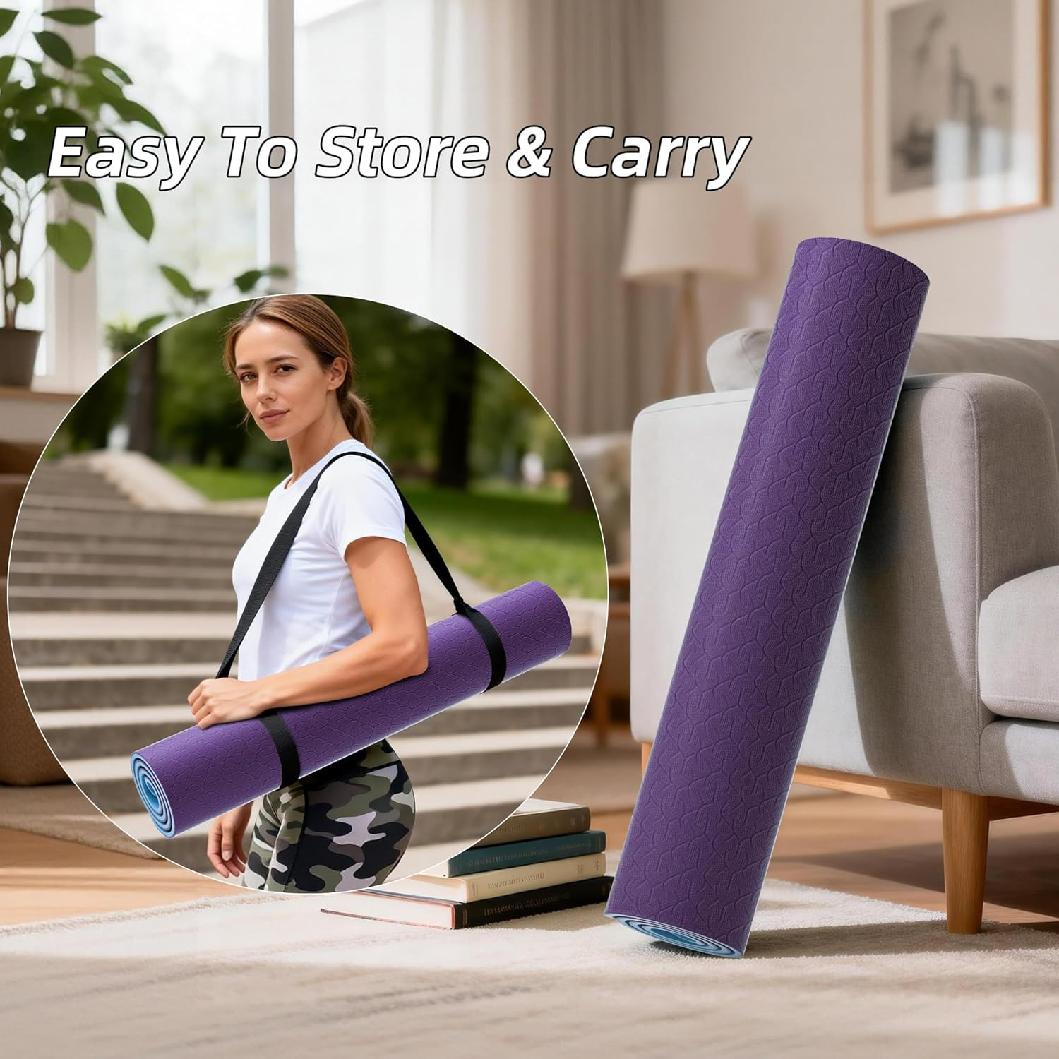 Extra Thick Yoga Mat, 72″Lx32″Wx0.4″Th (10Mm), Wide Non-Slip Exercise Mats with