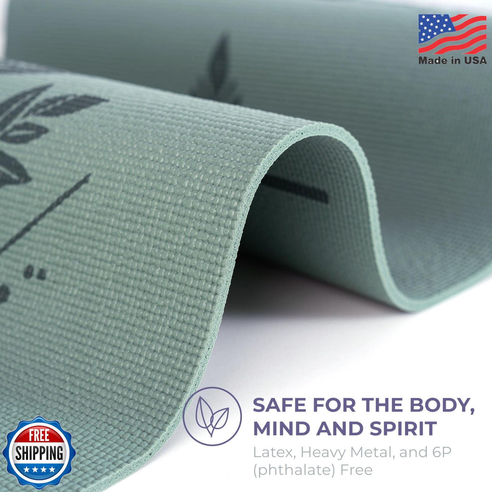 Ascend Yoga Mat – Premium 6mm Thick, 72″ x 24″, Solid or Reversible Print, Non S