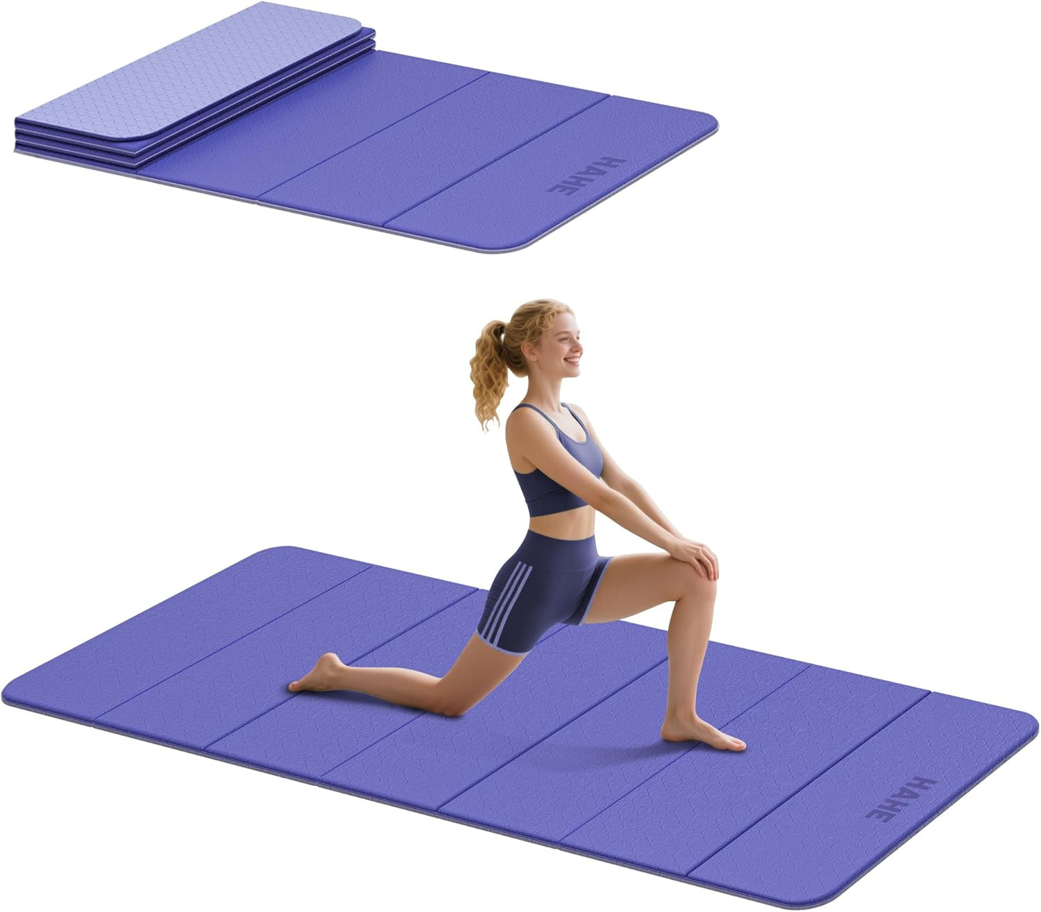Foldable Non-Slip Yoga Mat, 74″x32″, Portable TPE for Home & Studio Workouts