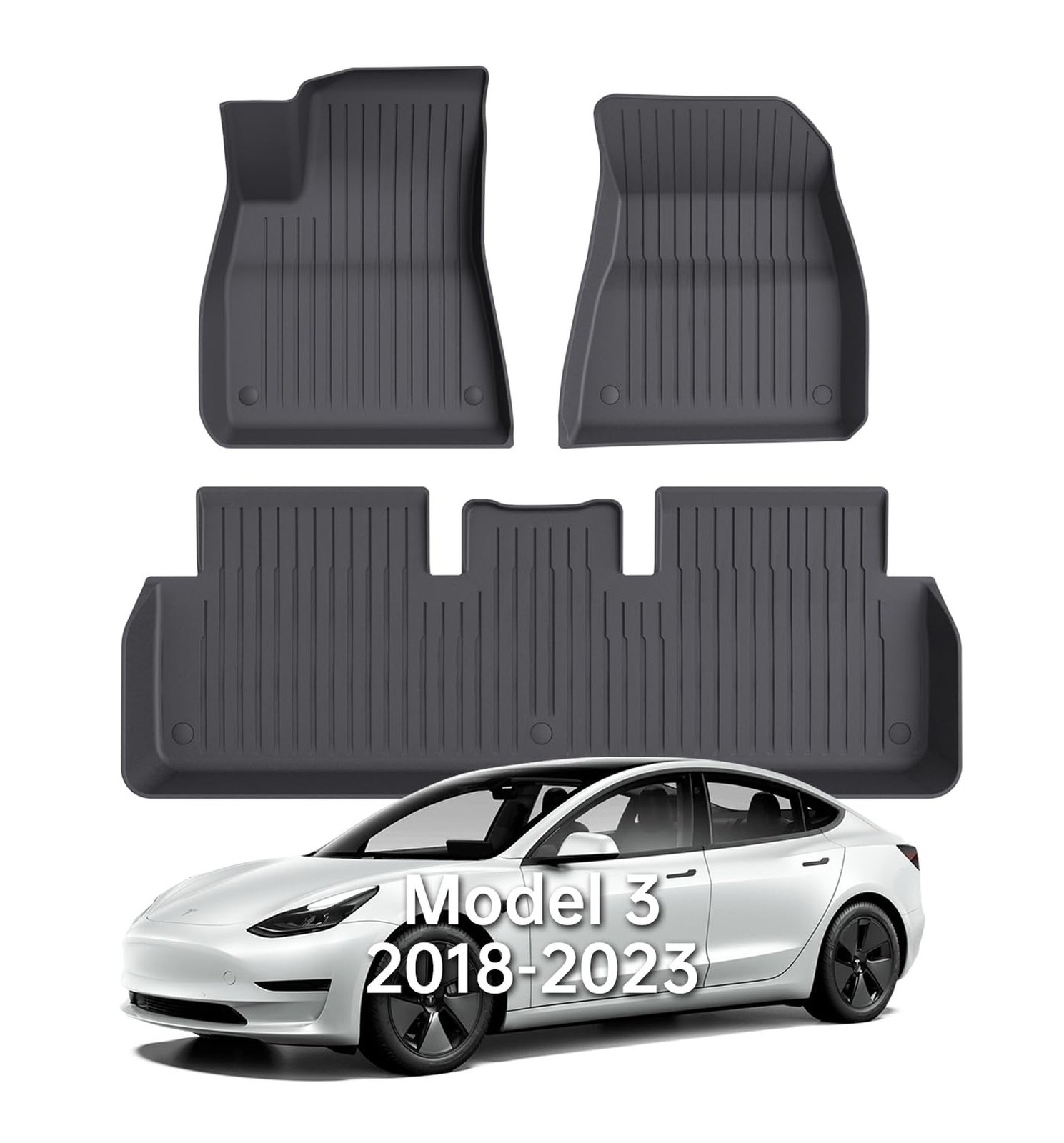 Floor Mats Fits for Tesla Model 3 2023-2018 – All Weather TPE Custom Fit Car …