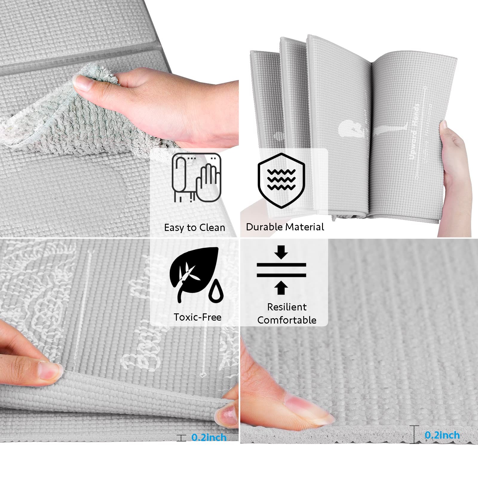 Foldable Yoga Mat for , Non Slip Exercise Mat for Home Gym, 5mm Travel Yoga M…