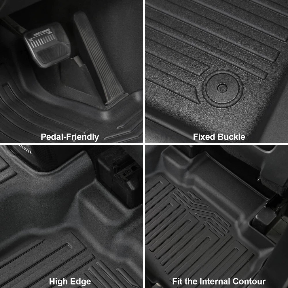 Floor Mats for 2025 2020-2024 Ford Explorer (6-seat), All Weather TPE Floor Mat