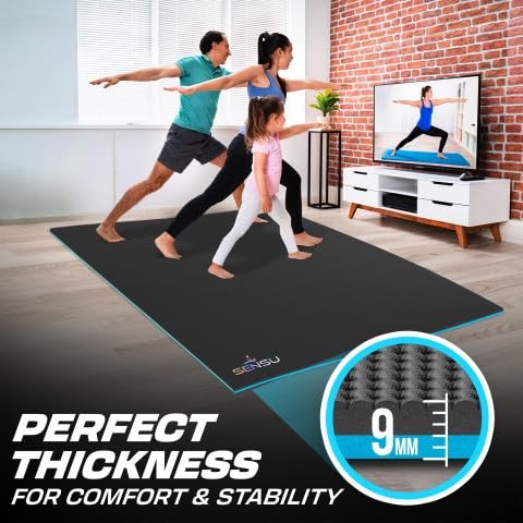 Large Yoga Mat – 7′ x 5′ x 9mm Extra Thick Yoga Mat for Men and Women – Non-S…