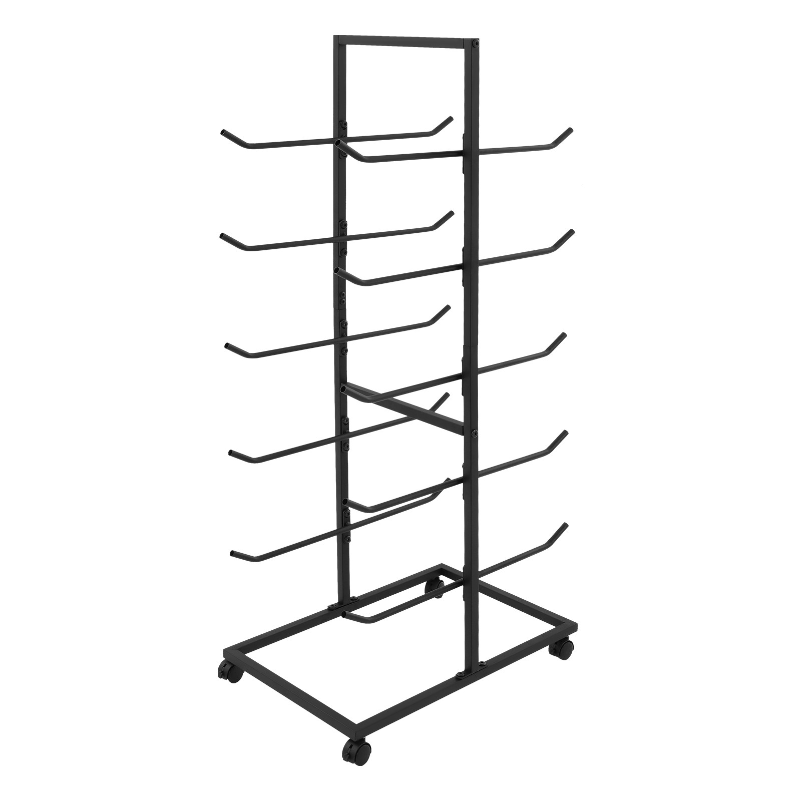 5 Tier Metal Yoga Mat Holder Yoga Mat Storage Rack w/Wheels 60*40*130cm