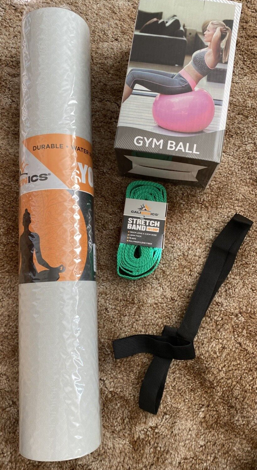 SET – Yoga Mat, Gym ball, Pump, Stretch band, etc. NWT, NEW, UNUSED