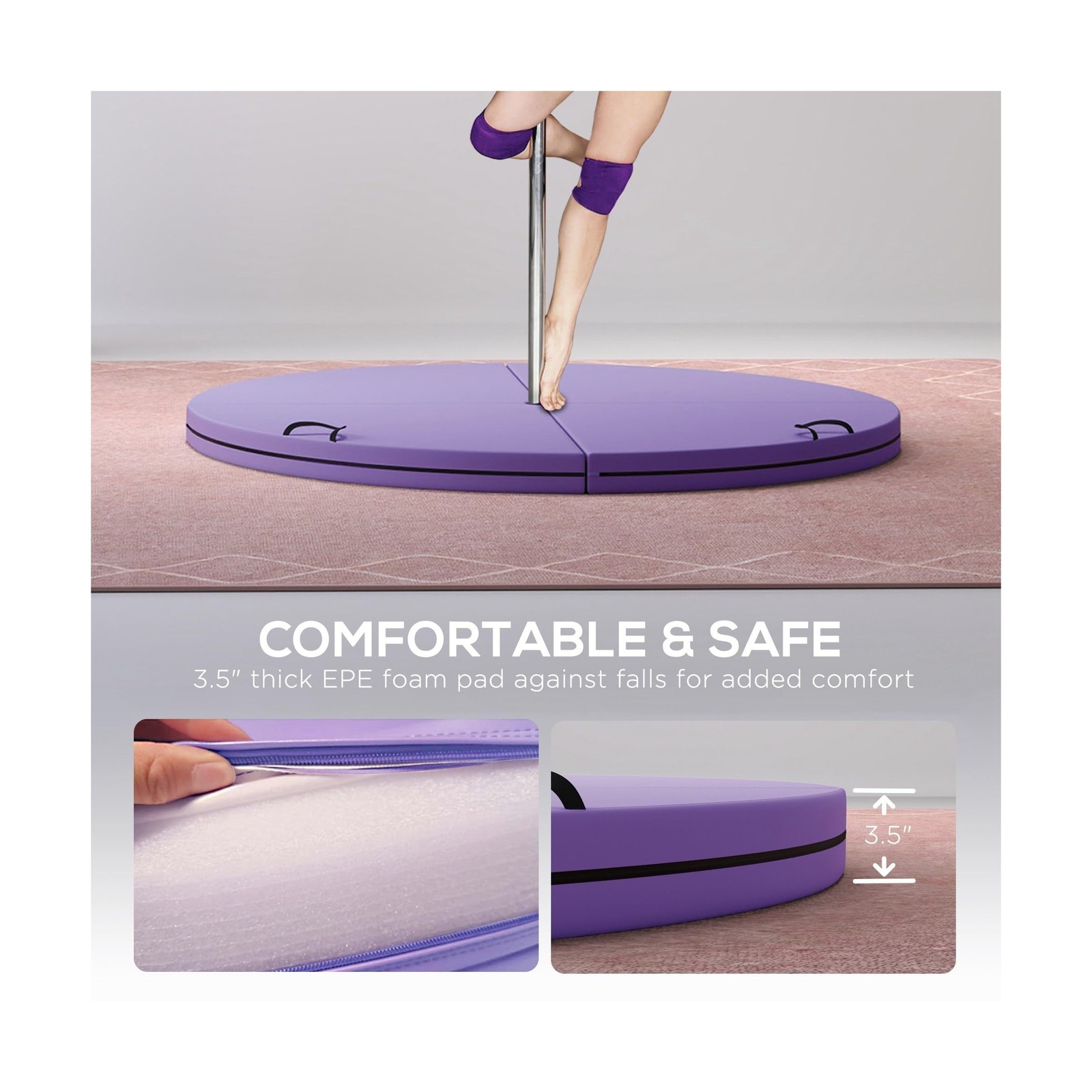 Soozier Pole Dance Crash Mat, 5ft Wide Foldable Pole Padding Crash Pad with C…
