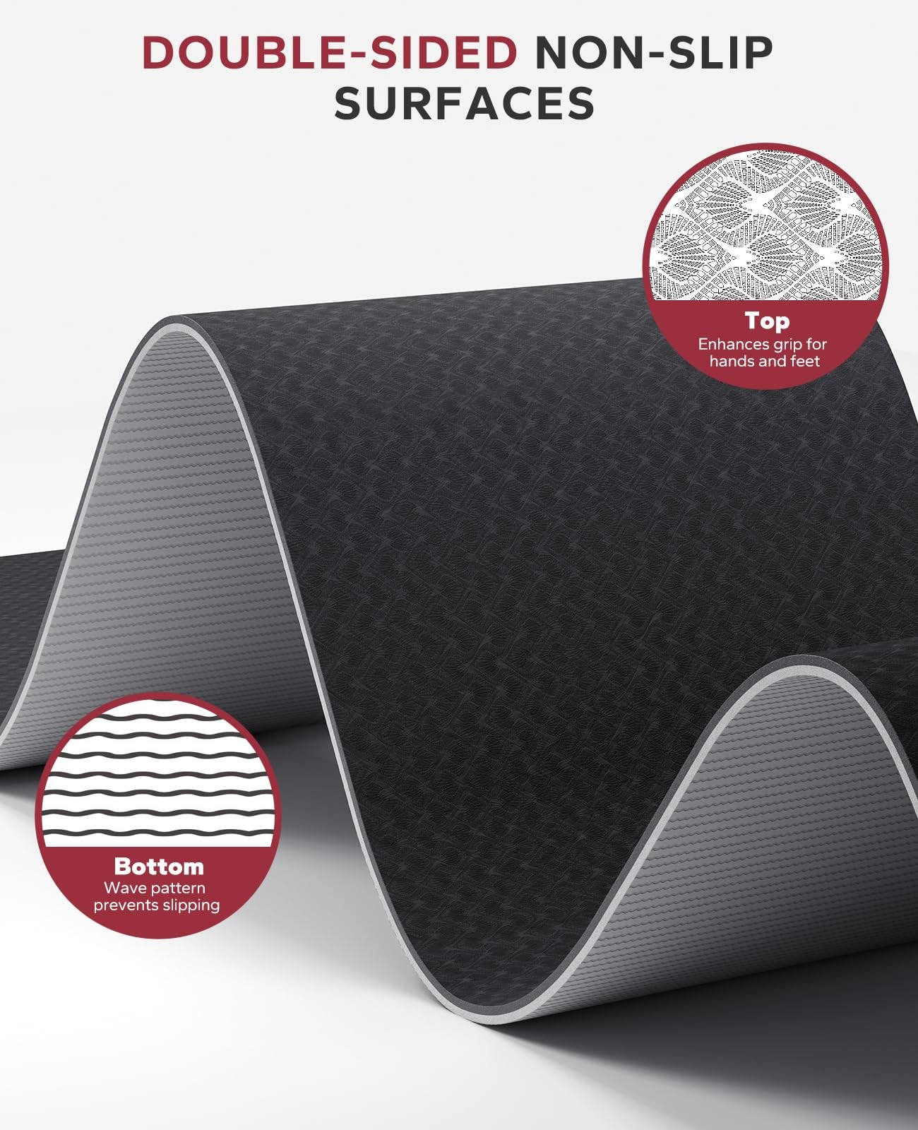 HAPBEAR Large Yoga Mat – 72″x36″x6mm (1/4 inch), Extra Wide Non-Slip Exercise…