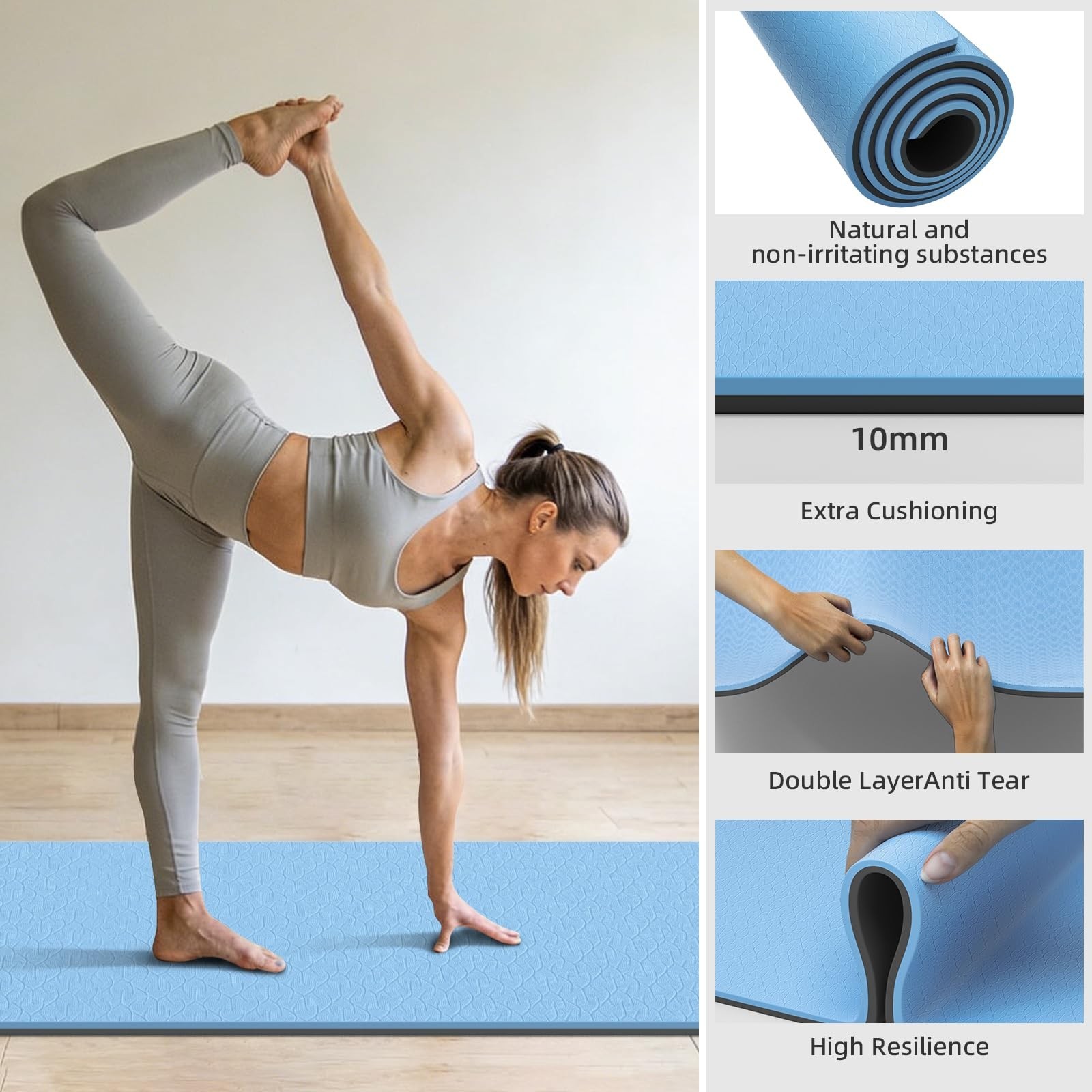 Extra Long Yoga Mat for Tall Men & Women, 10mm Thick 76x28in Non Slip TPE Exe…