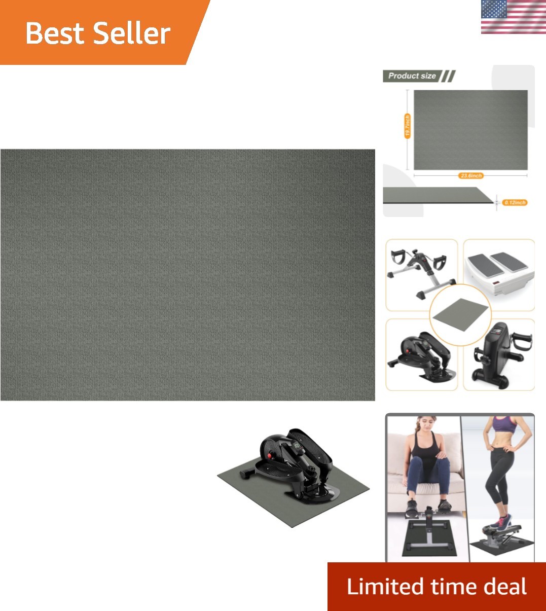 Safe and Durable Non-Slip Mat for Elliptical Exercise Machines – 23.6″x19.7″