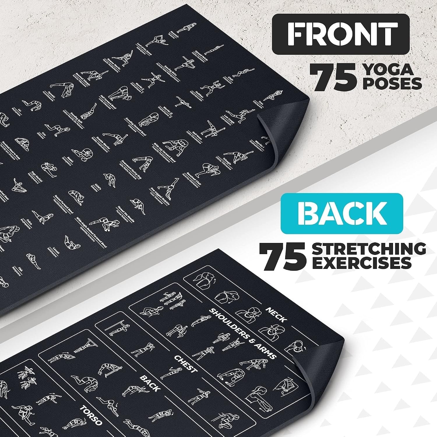 Illustrated Yoga Mat with 75 Poses + Exercises