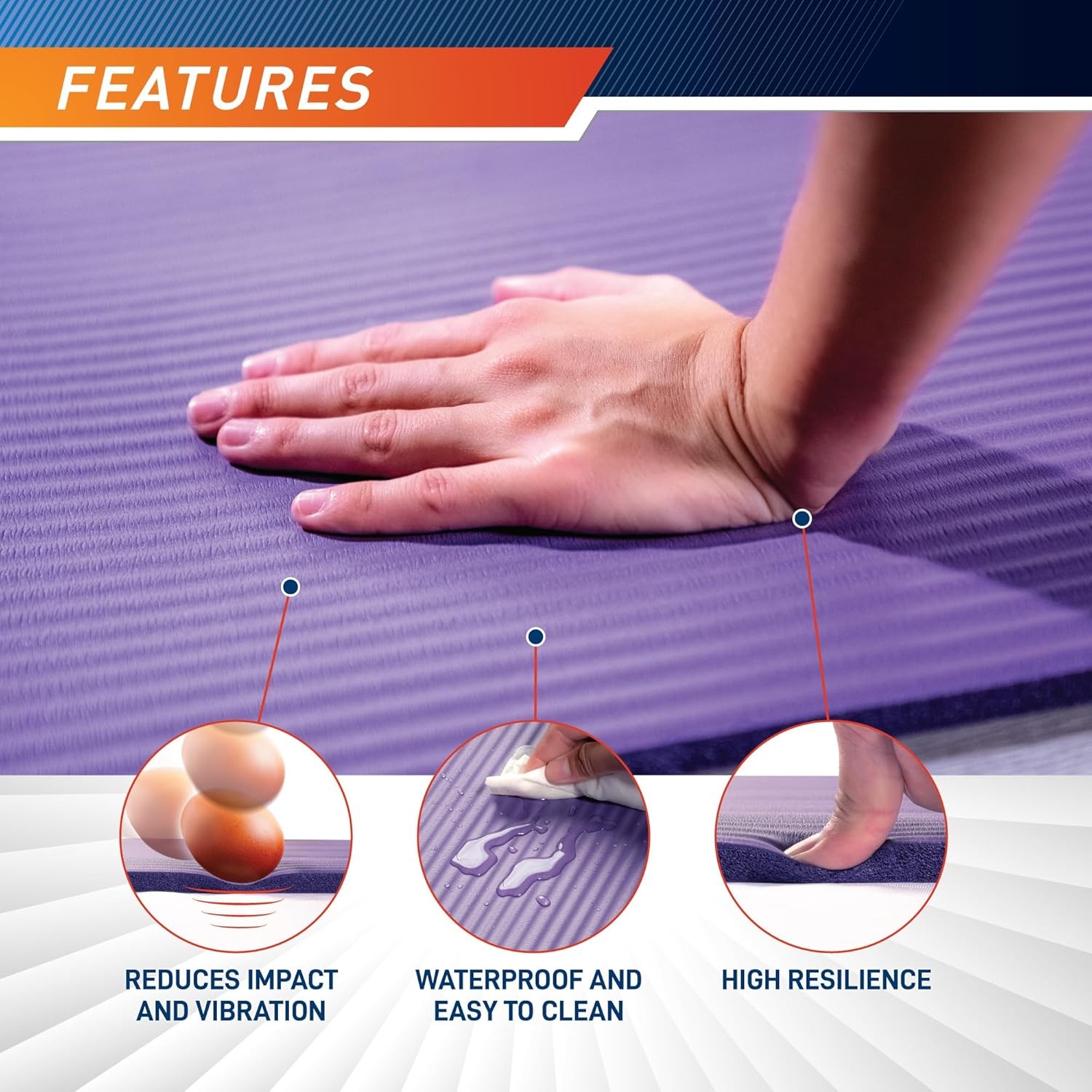 Marcy Yoga Mat 1/2 Inch Thick Non Slip Exercise Fitness Mat Black w Strap