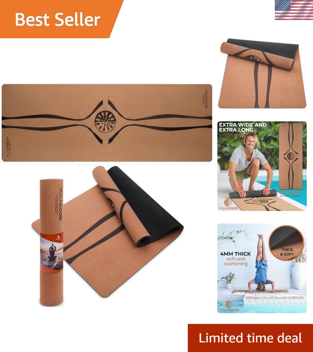 Cork Yoga Mat Thick 4mm – Natural Yoga Mat Non Toxic 72″x26″ – Moisture-Activ…