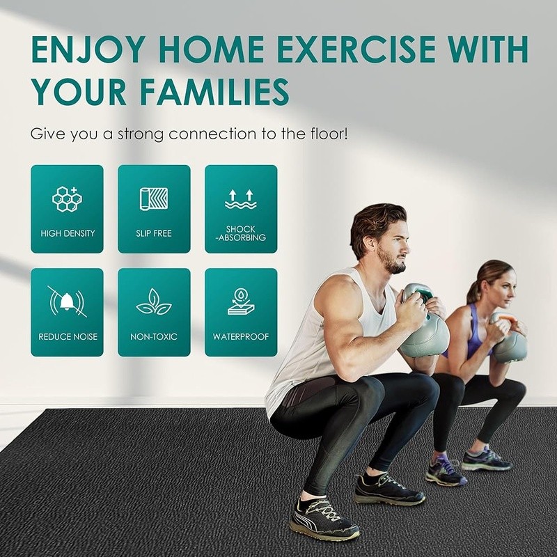 Large Non-Slip Workout Mat Home Gym Cardio Strength Training Exercise Mat New