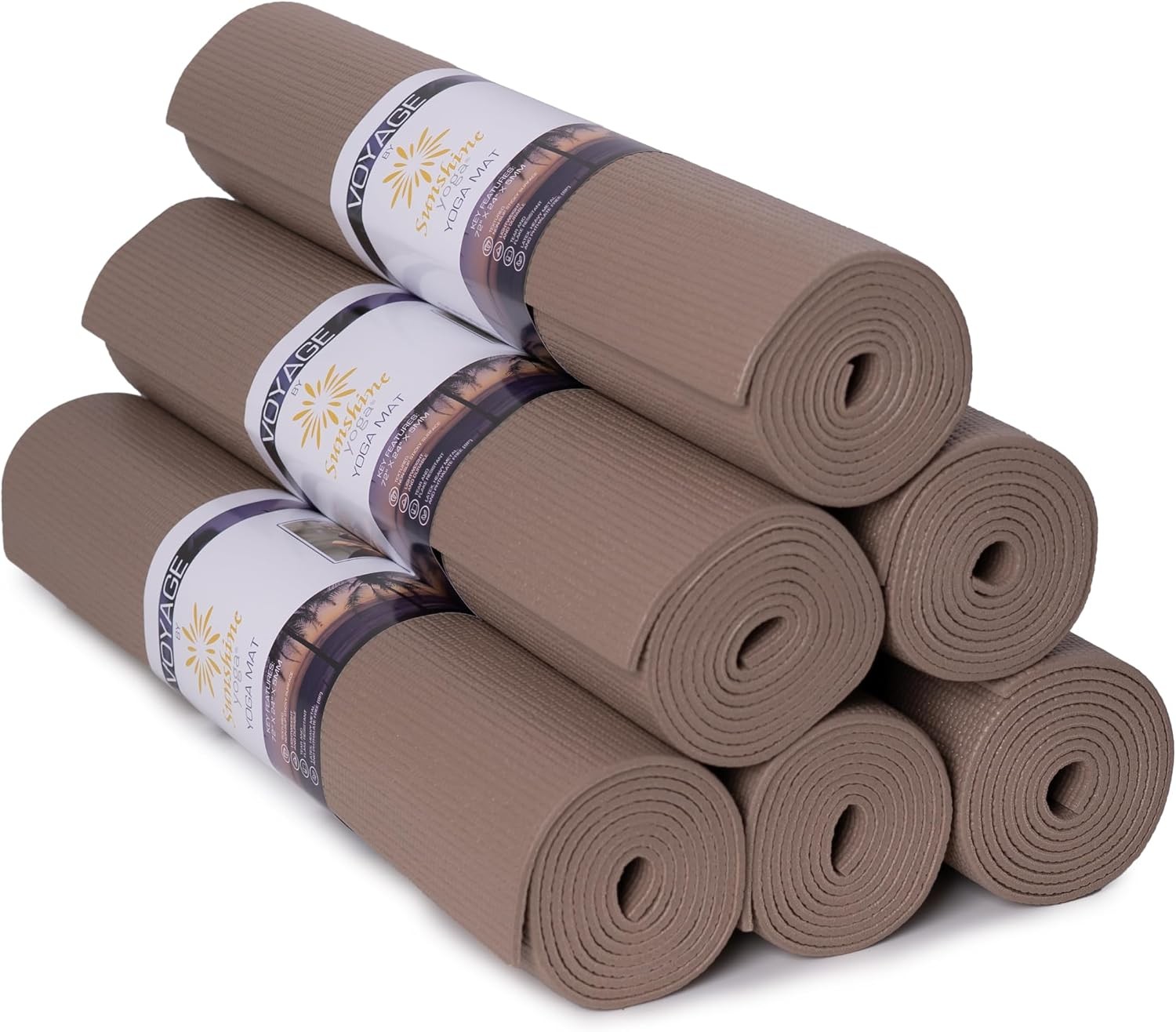 Voyage Yoga Mat 6 Pack 72″ x 24″ Professional Studio & Gym Bulk Yoga Mats 5mm